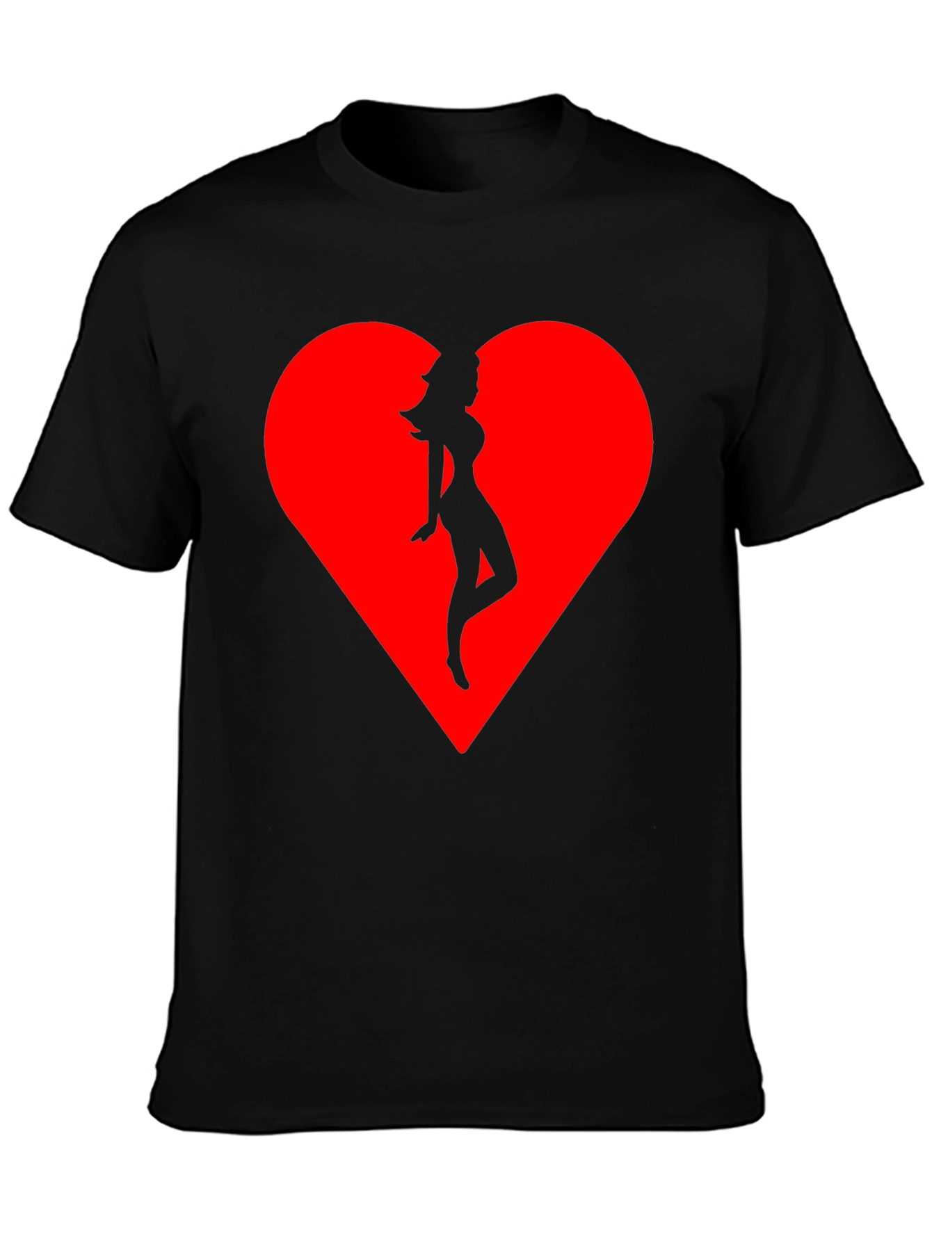 Heart Silhouette Tee - Stylish Black Cotton Blend T-Shirt