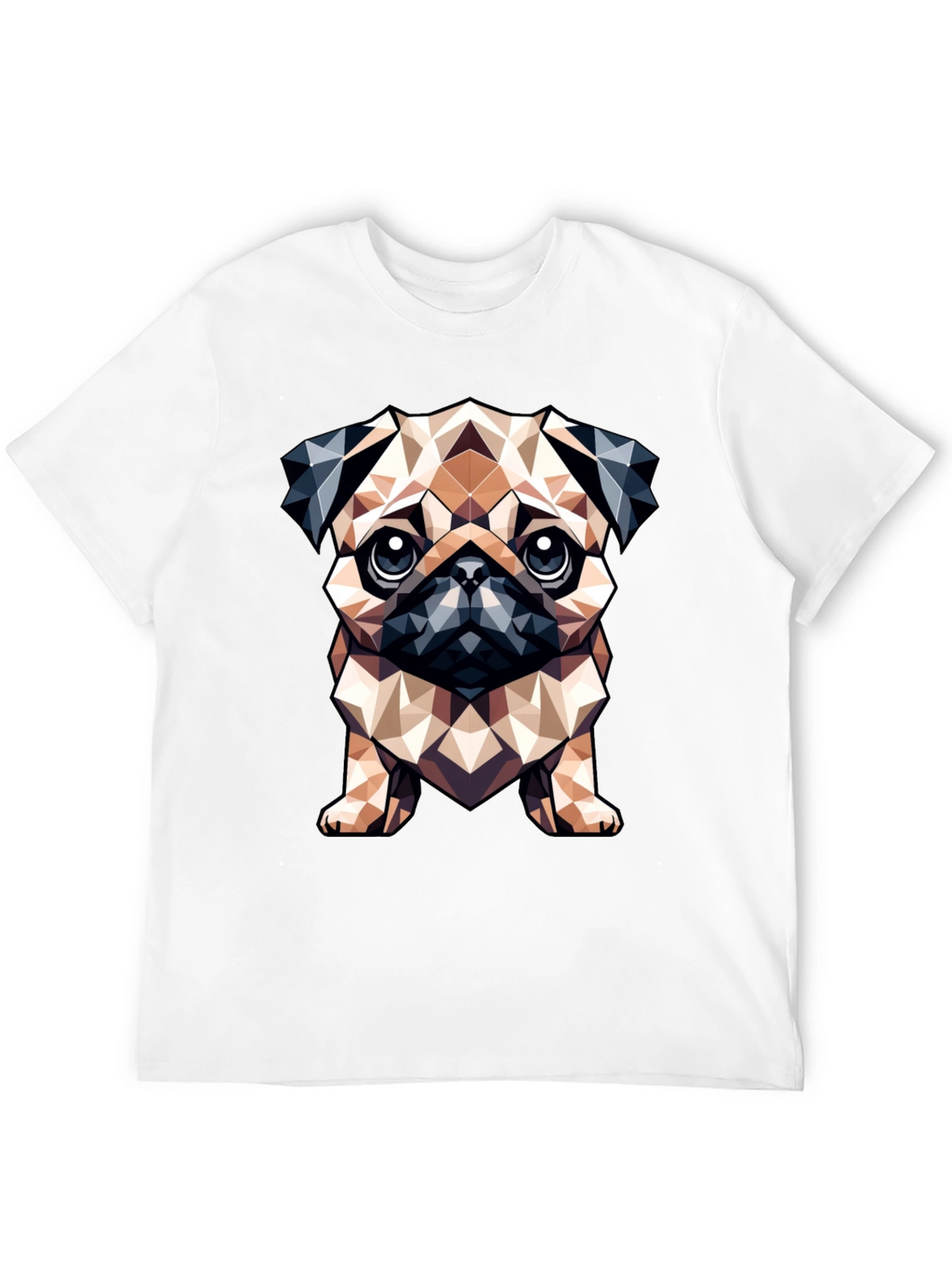Geometric Pug Dog Graphic Tee - Stylish Black T-Shirt