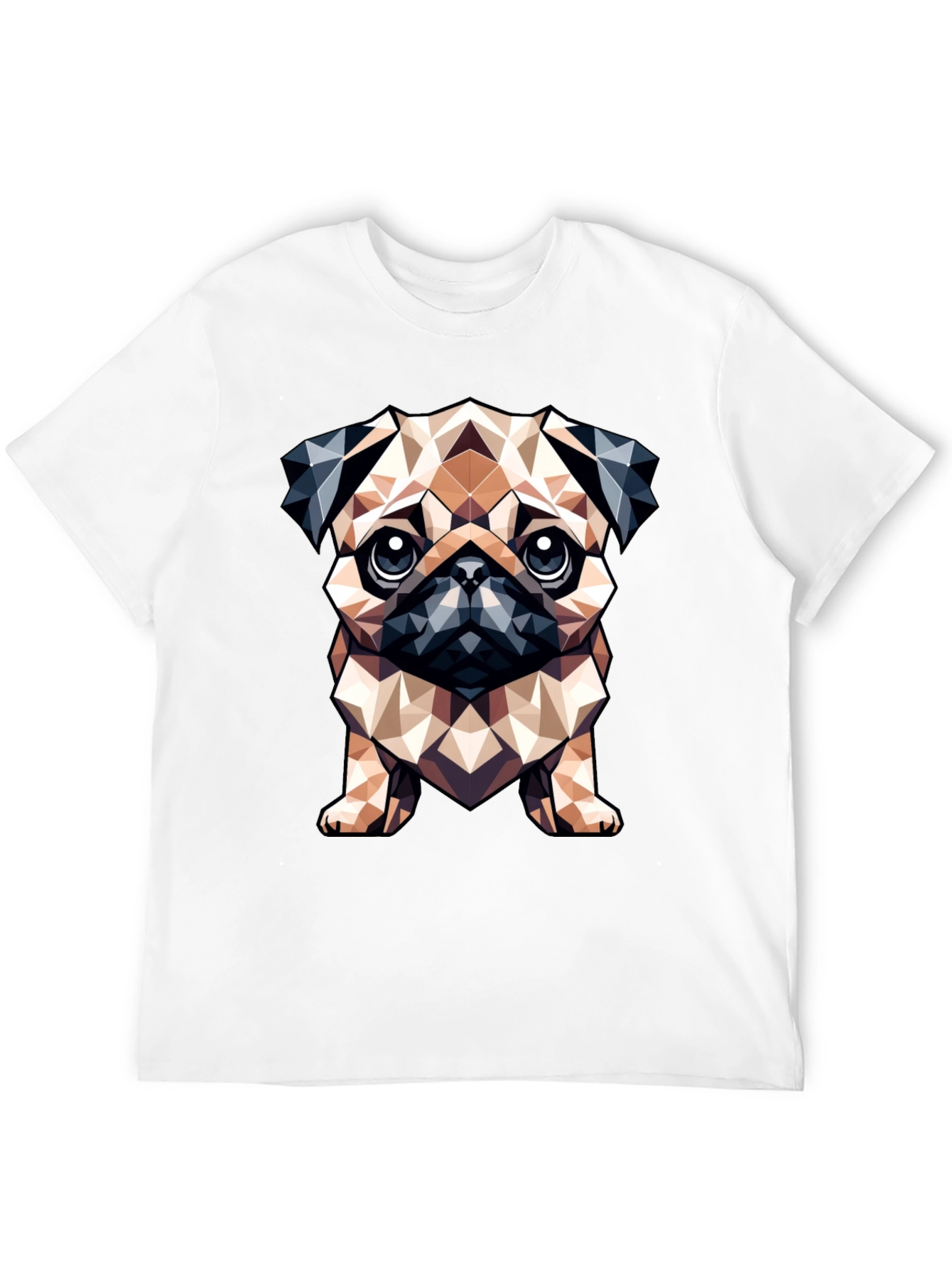 Geometric Pug Dog Graphic Tee - Stylish Black T-Shirt