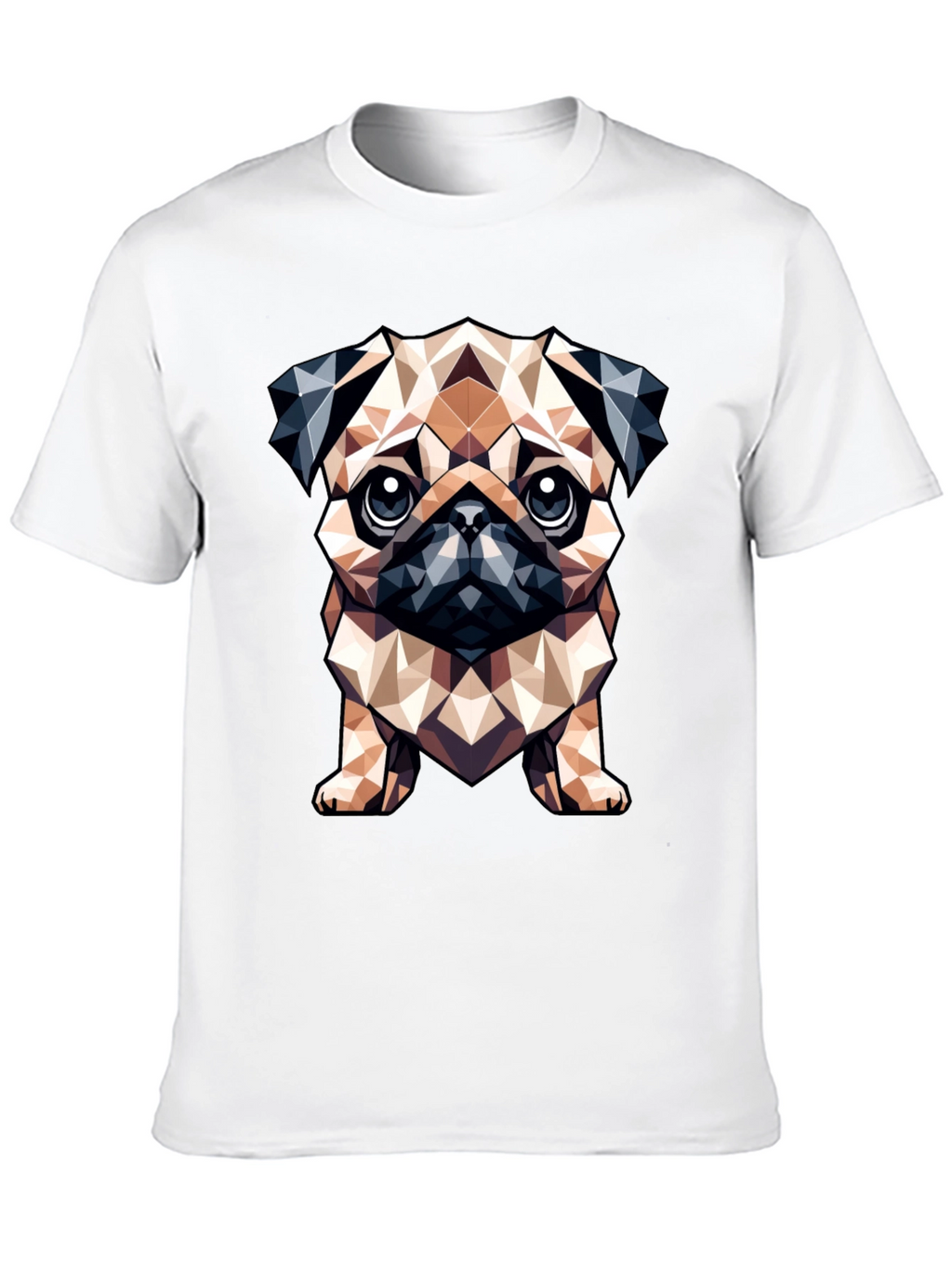 Geometric Pug Dog Graphic Tee - Stylish Black T-Shirt