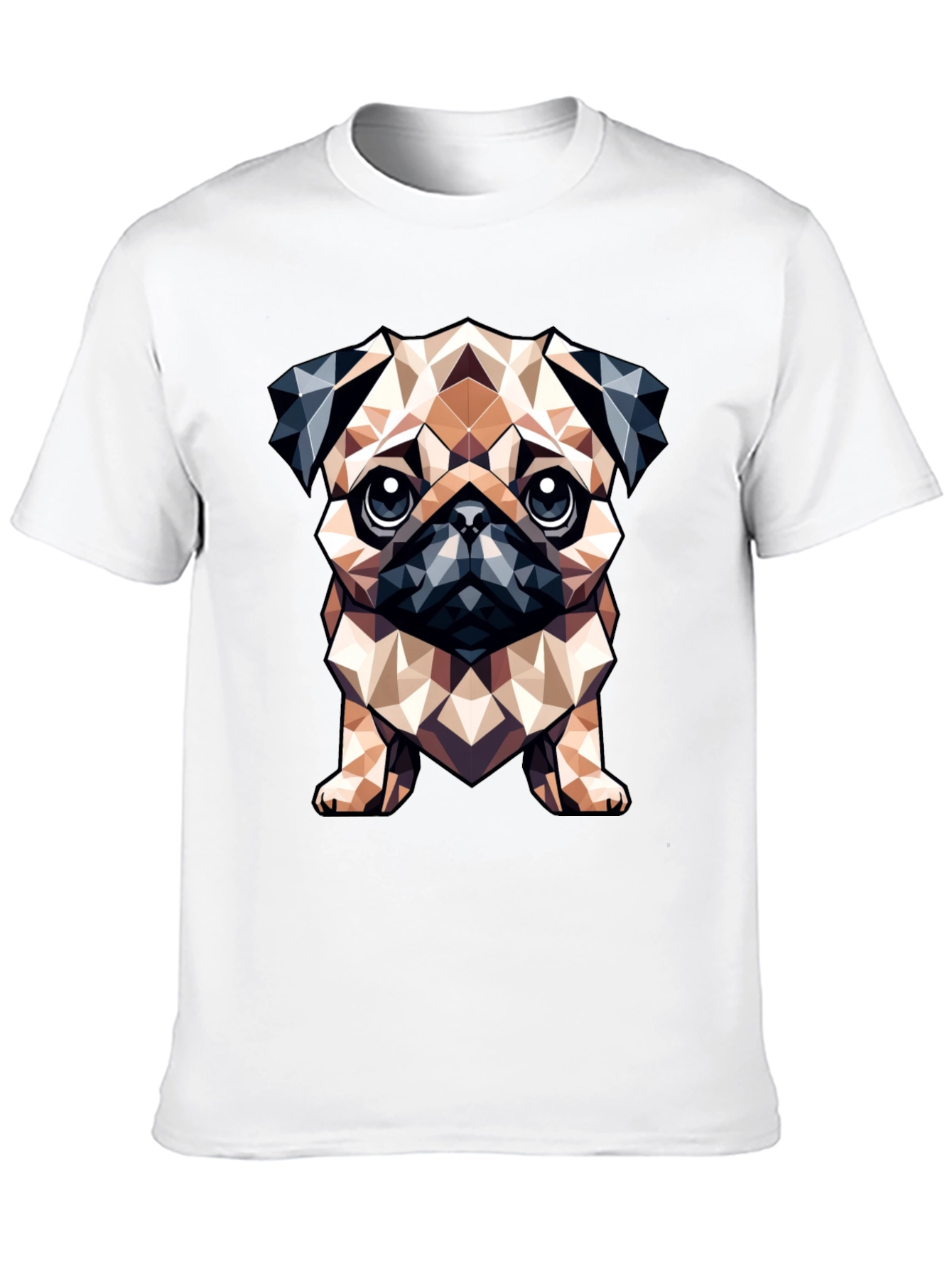 Geometric Pug Dog Graphic Tee - Stylish Black T-Shirt
