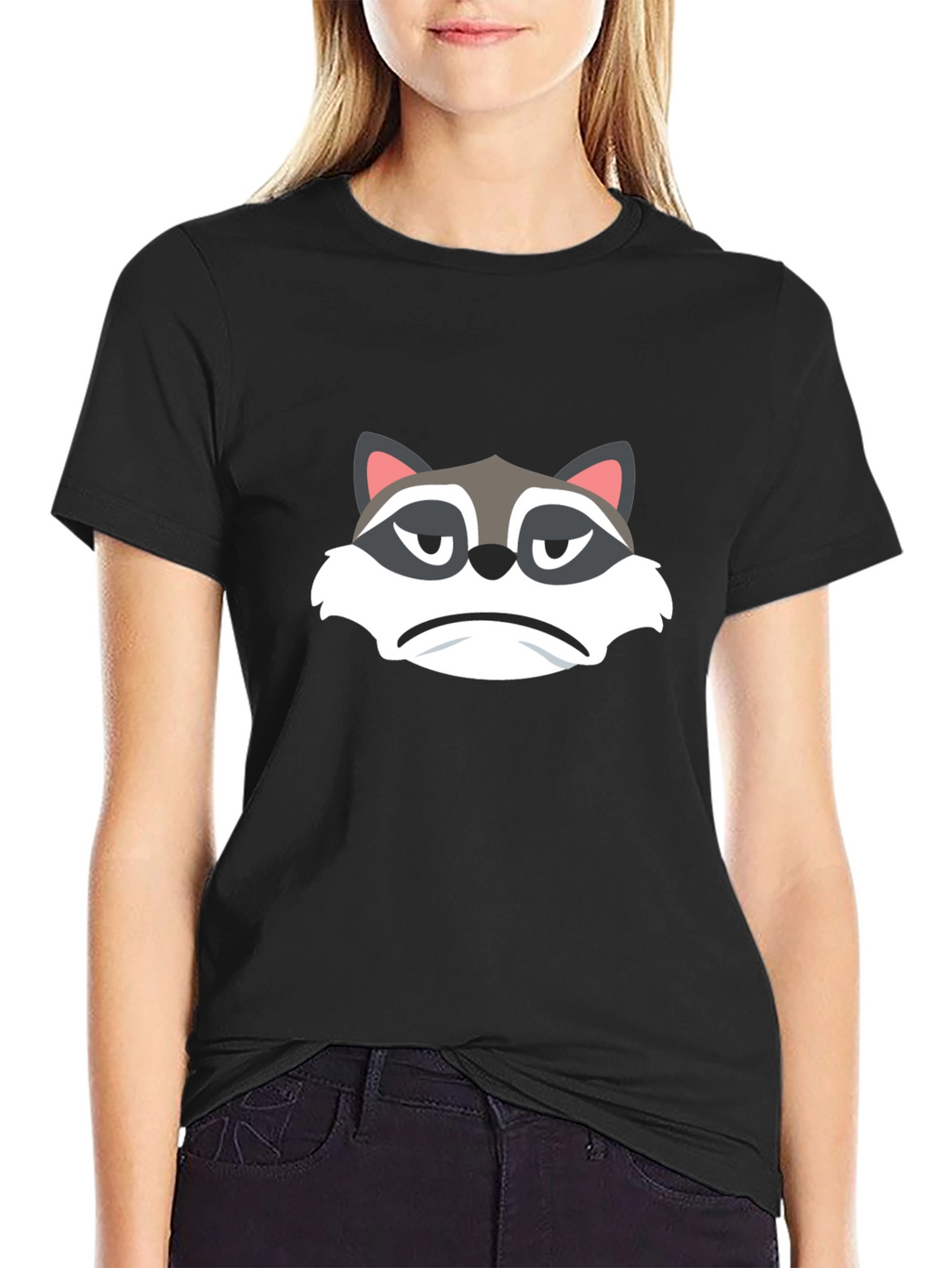 Grumpy Raccoon Graphic Tee - Soft Black Cotton
