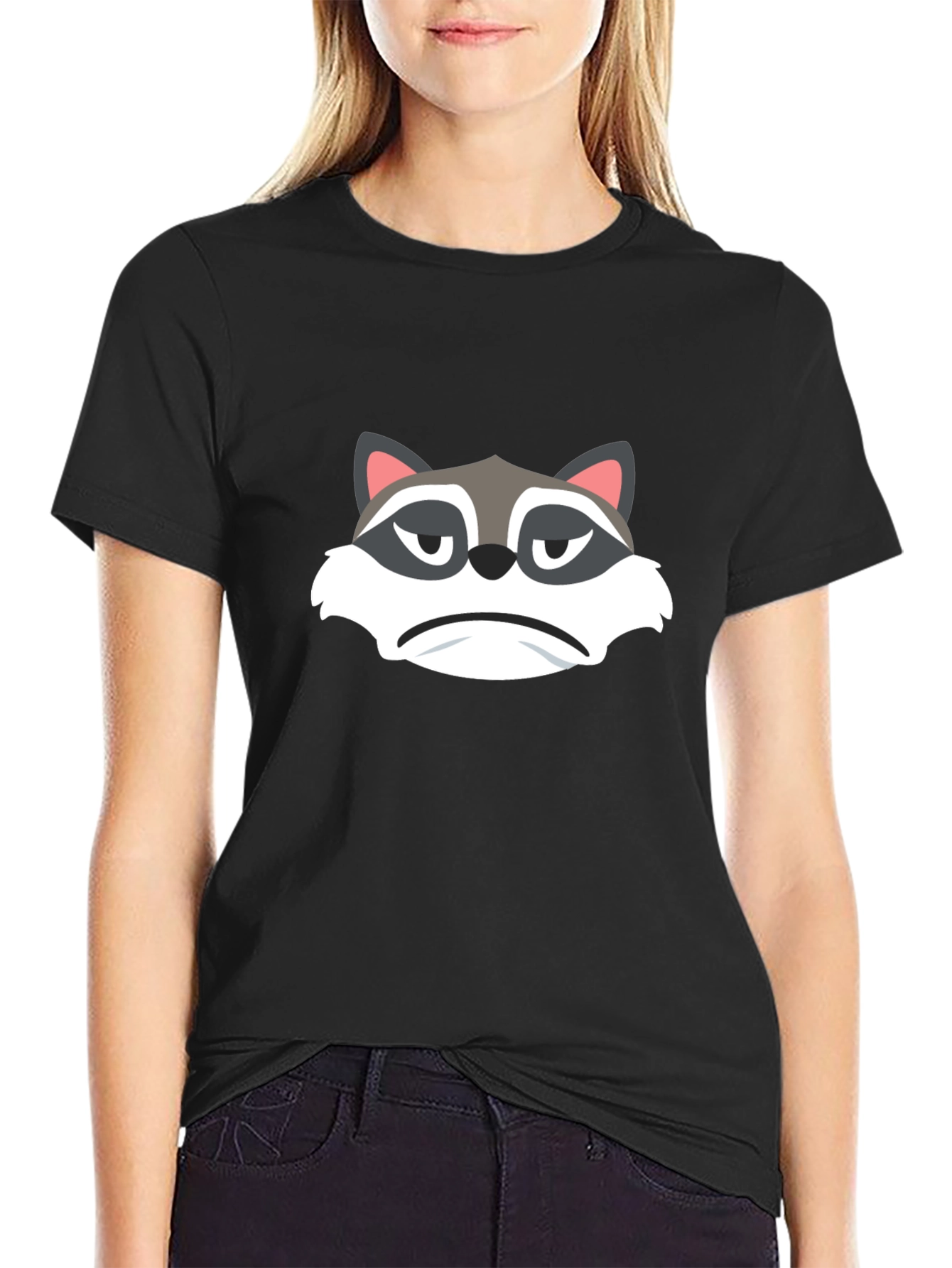 Grumpy Raccoon Graphic Tee - Soft Black Cotton