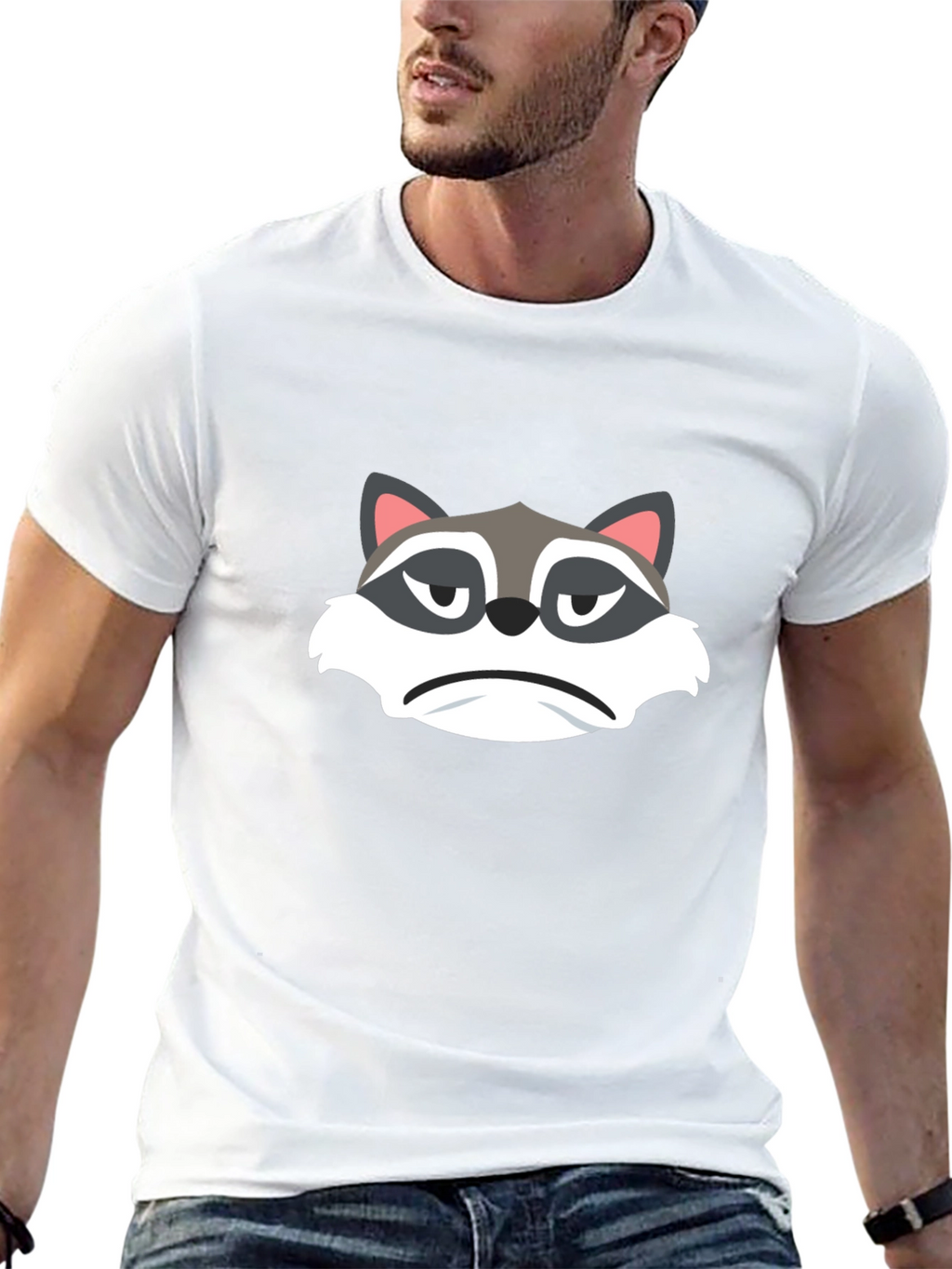 Grumpy Raccoon Graphic Tee - Soft Black Cotton