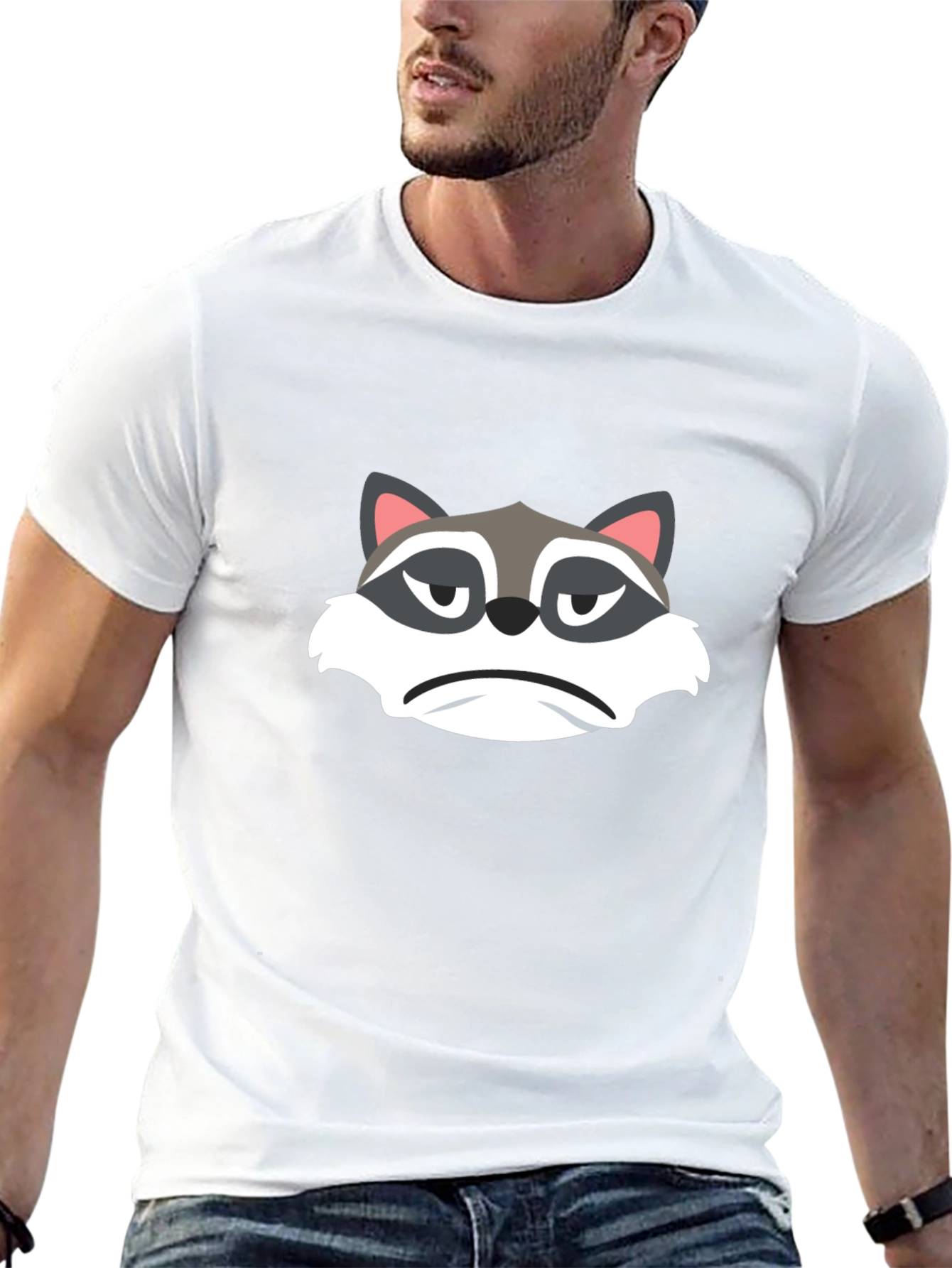 Grumpy Raccoon Graphic Tee - Soft Black Cotton