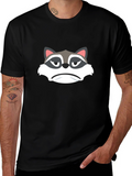 Grumpy Raccoon Graphic Tee - Soft Black Cotton