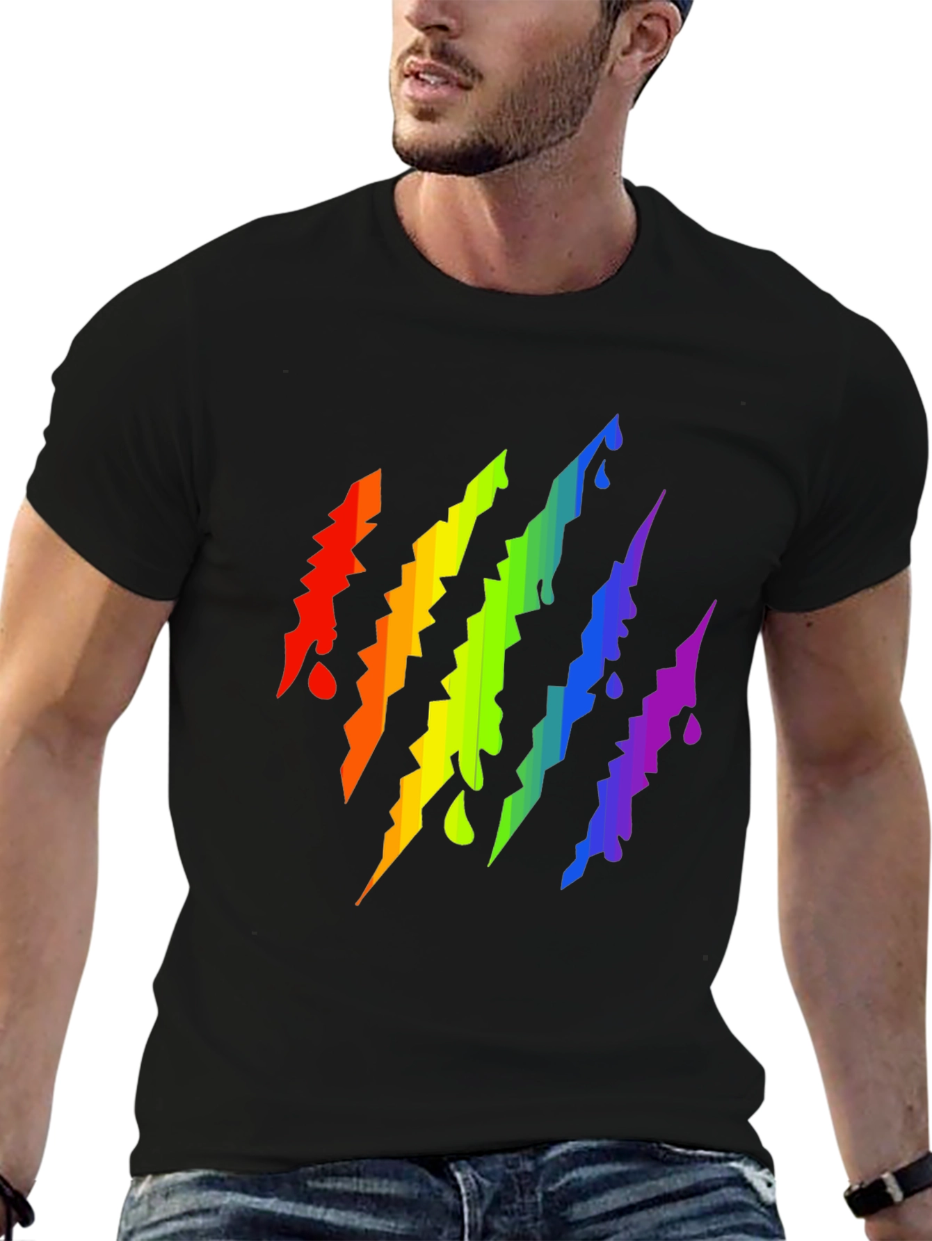 Rainbow Claw Mark Black T-Shirt
