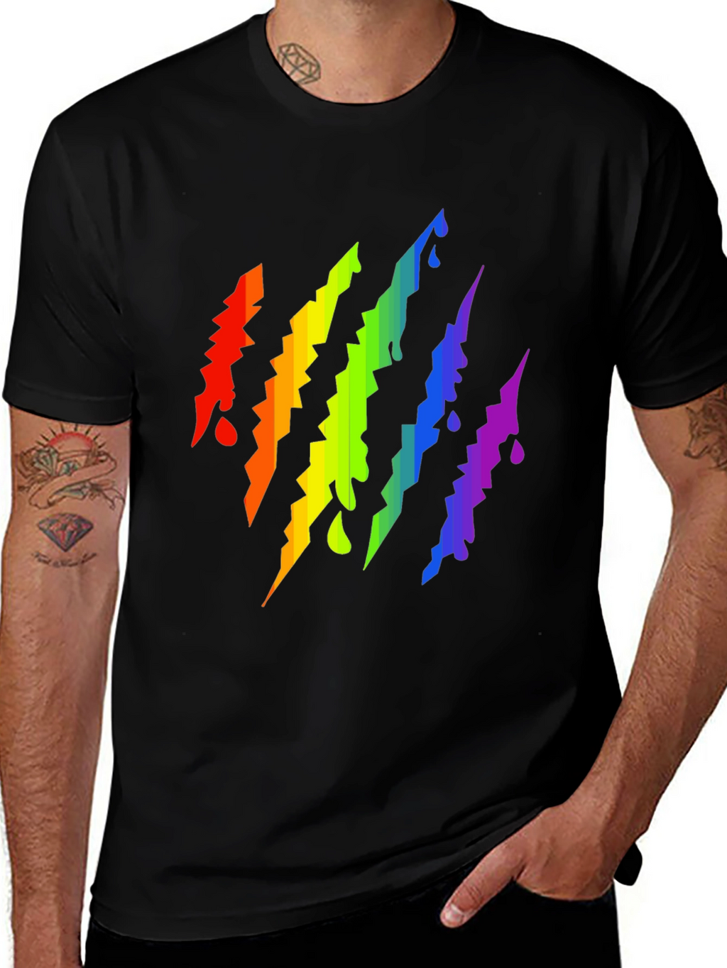 Rainbow Claw Mark Black T-Shirt