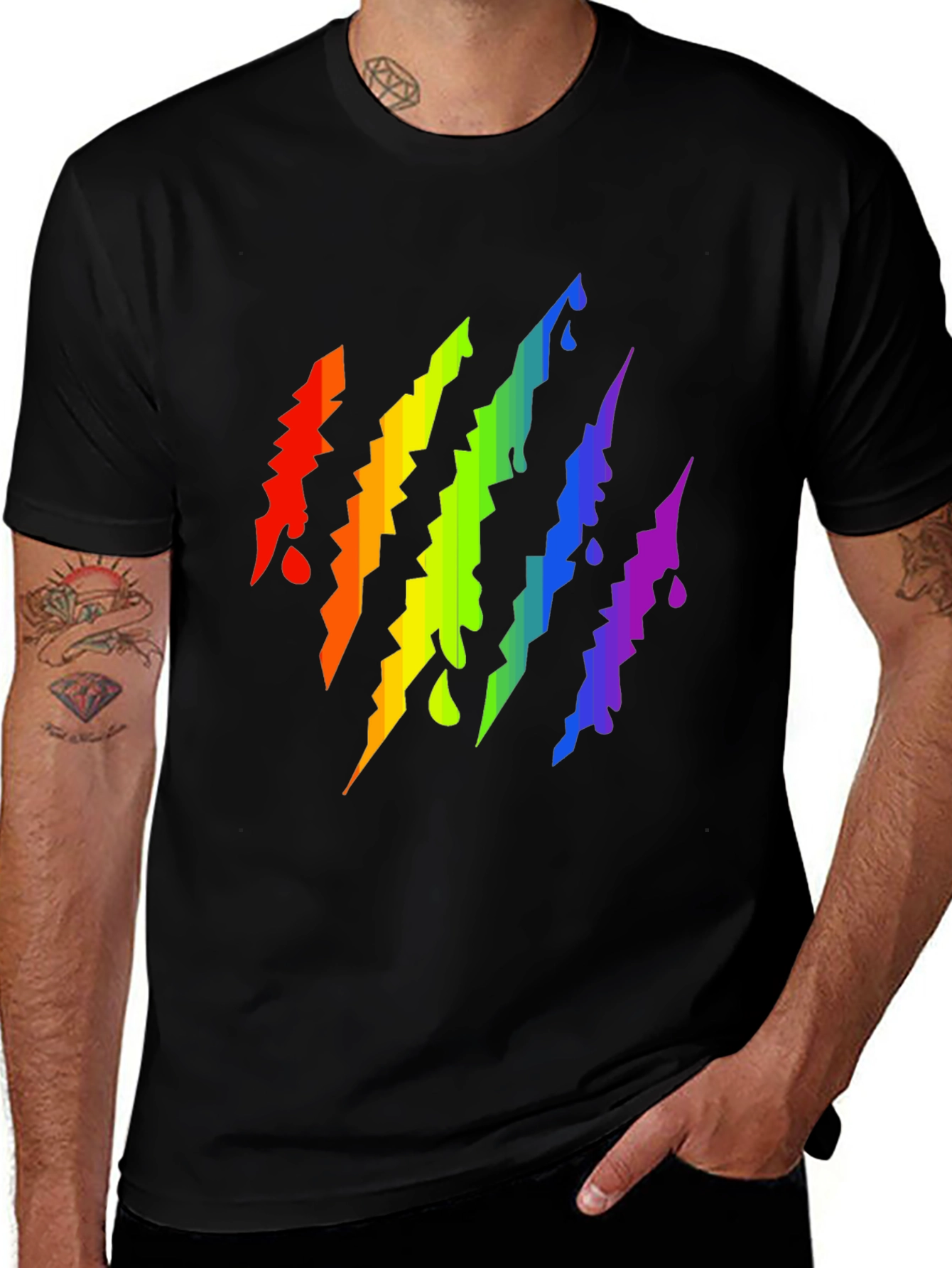 Rainbow Claw Mark Black T-Shirt
