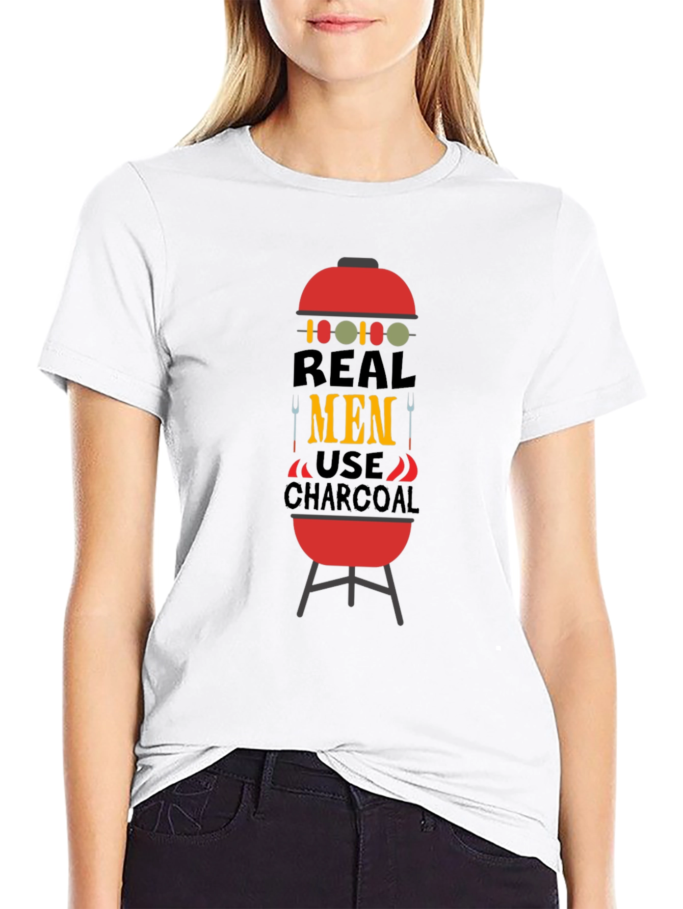 Real Men Use Charcoal BBQ Graphic Tee