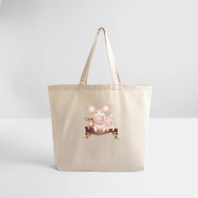 three adorable cute pigs with banner