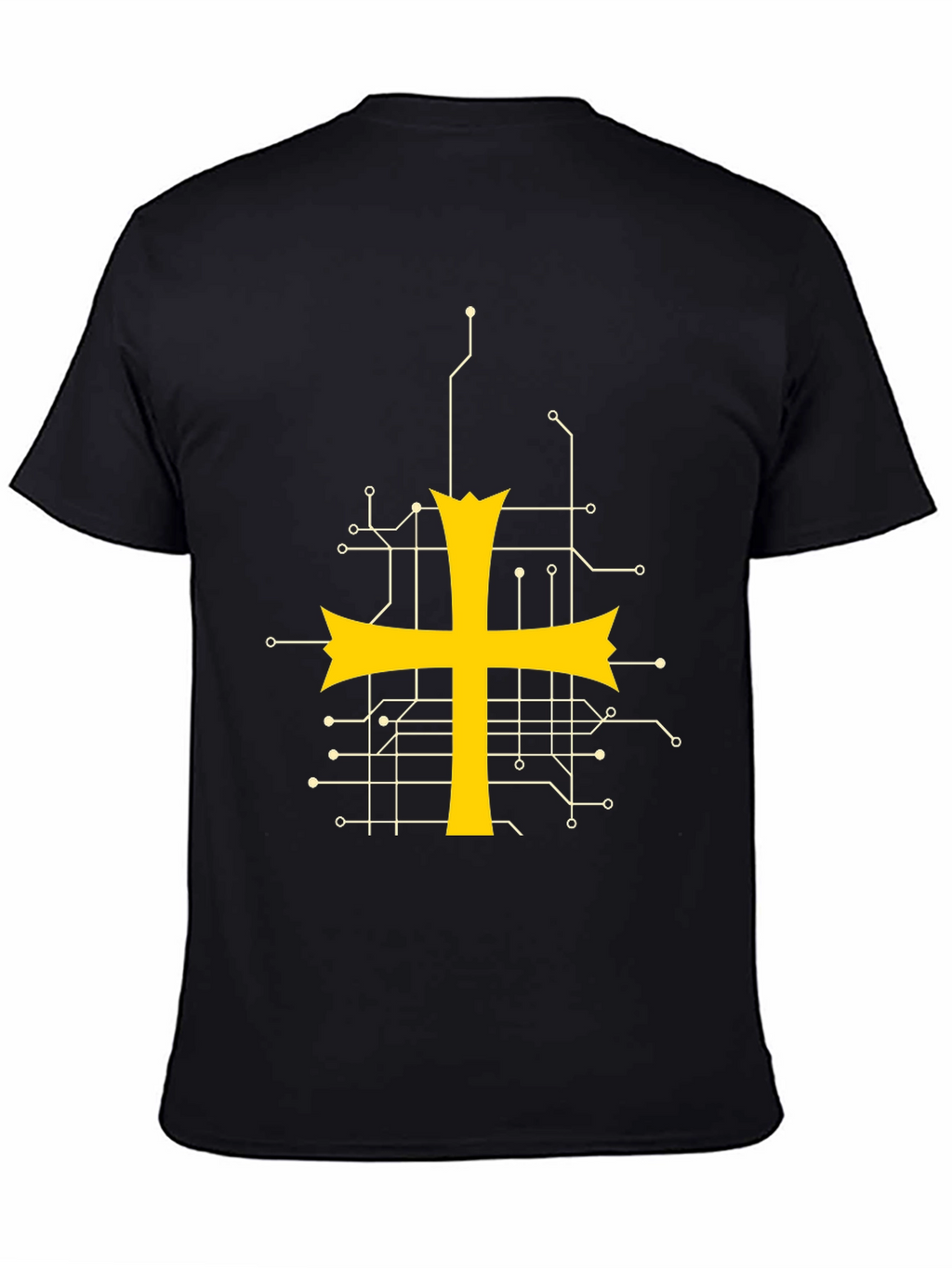 Tech Templar Knight T-Shirt - Circuit Board Cross Design