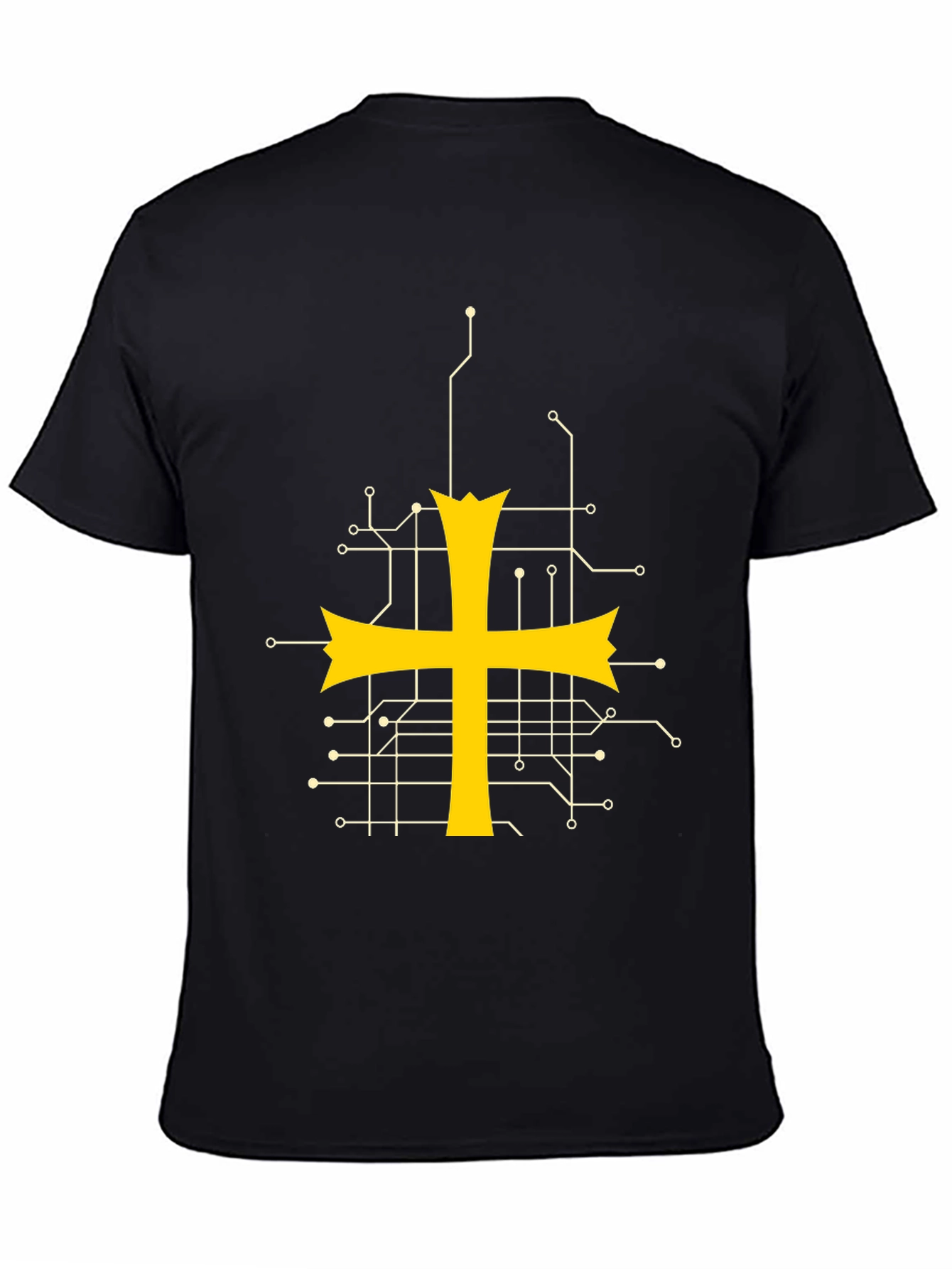 Tech Templar Knight T-Shirt - Circuit Board Cross Design