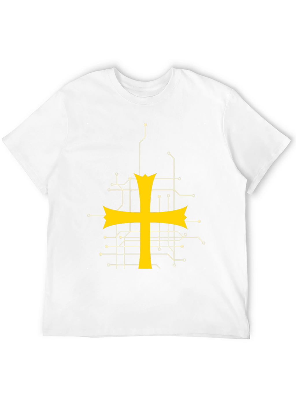 Tech Templar Knight T-Shirt - Circuit Board Cross Design
