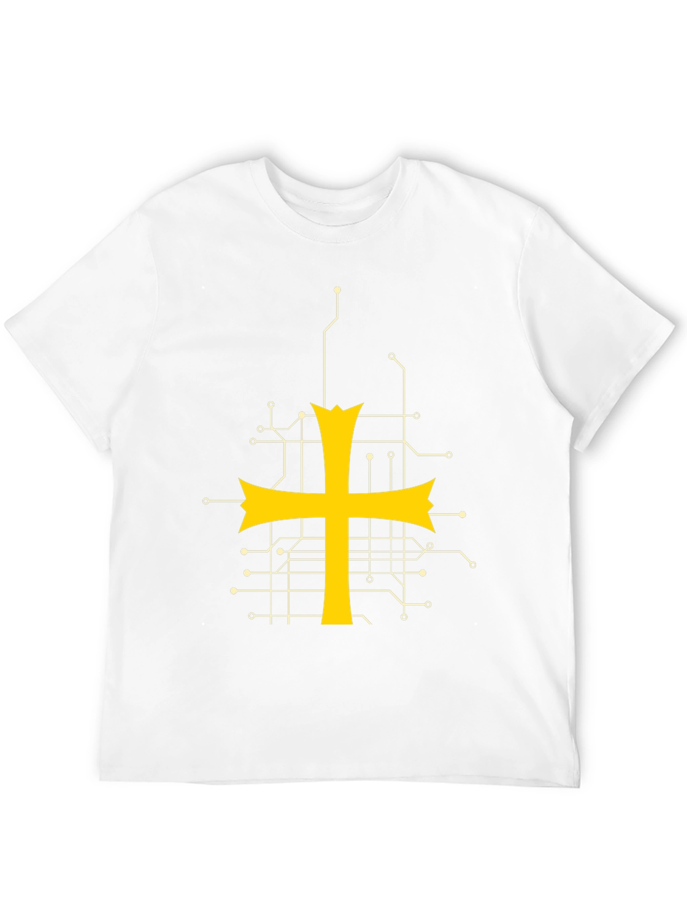 Tech Templar Knight T-Shirt - Circuit Board Cross Design