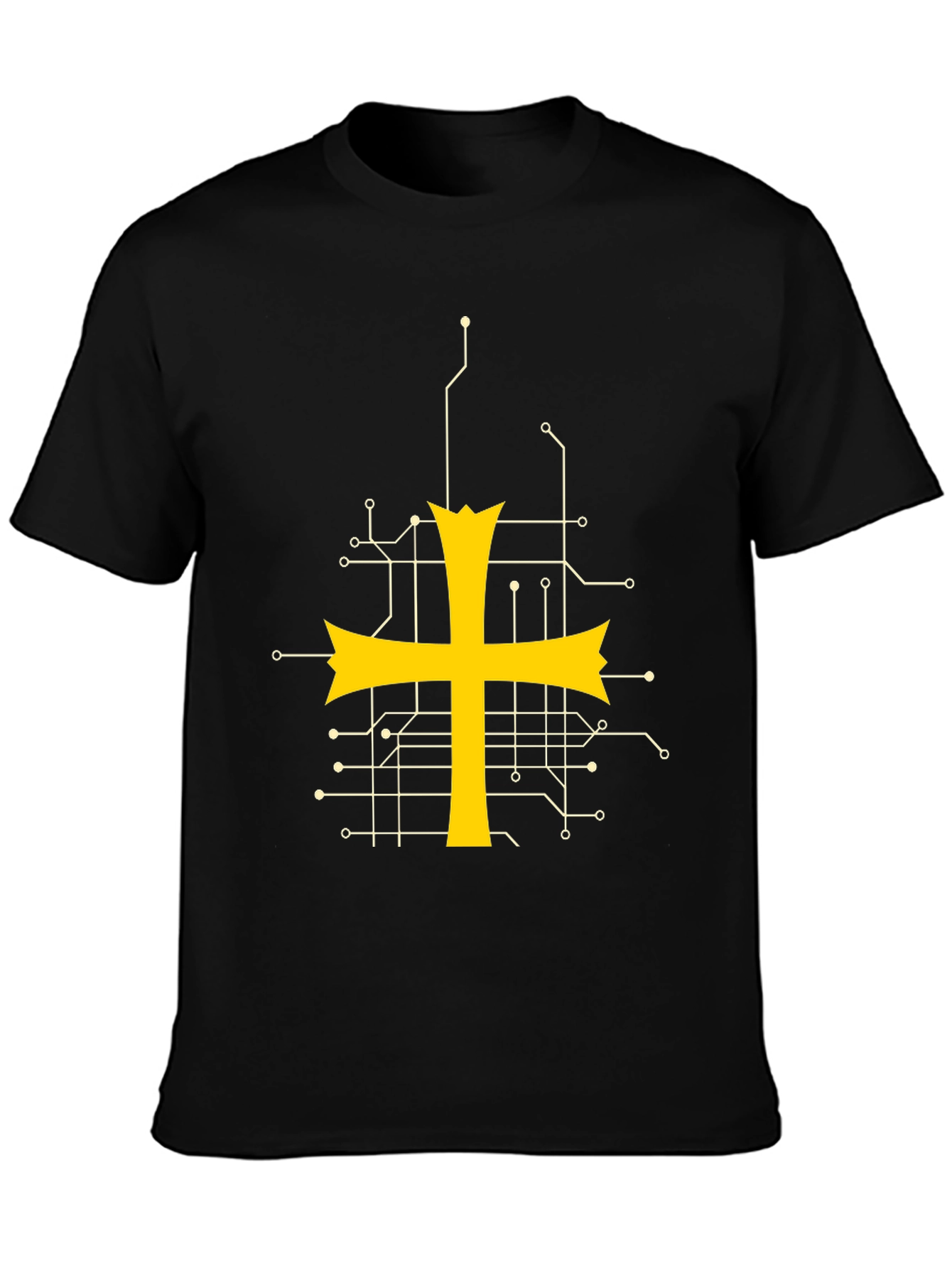 Tech Templar Knight T-Shirt - Circuit Board Cross Design