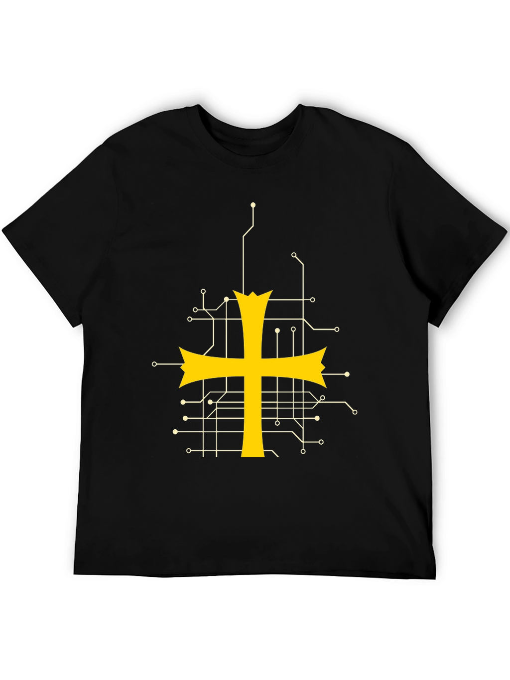 Tech Templar Knight T-Shirt - Circuit Board Cross Design