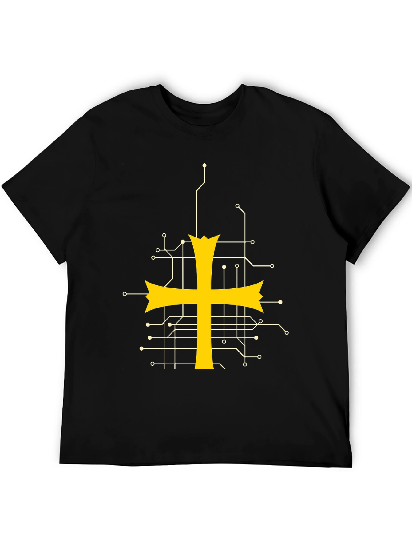 Tech Templar Knight T-Shirt - Circuit Board Cross Design