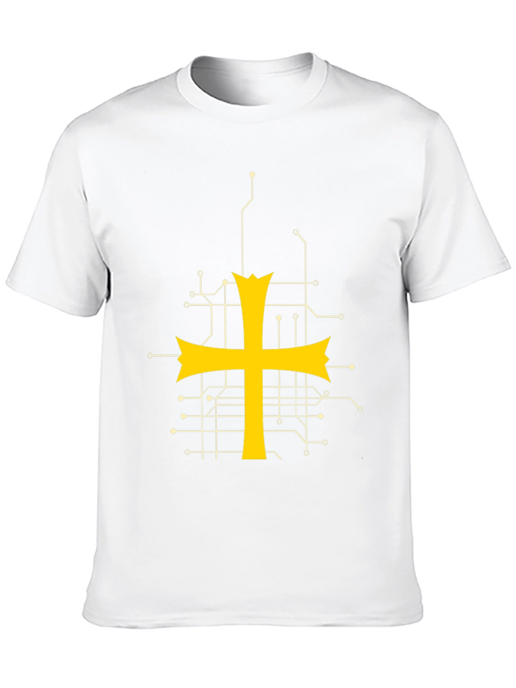 Tech Templar Knight T-Shirt - Circuit Board Cross Design
