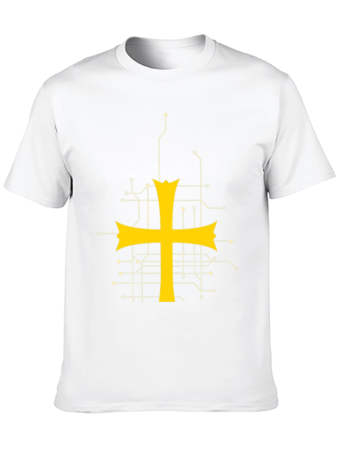 Tech Templar Knight T-Shirt - Circuit Board Cross Design