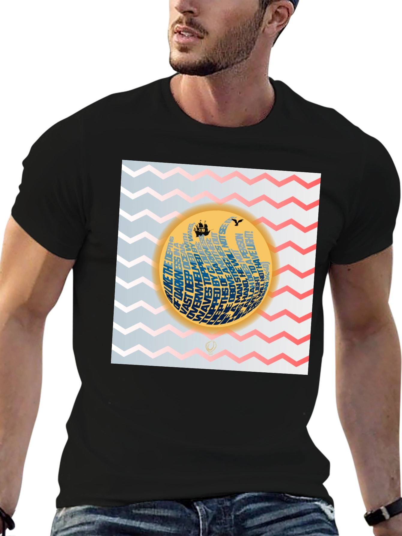 Nautical Phrase Graphic Black T-Shirt