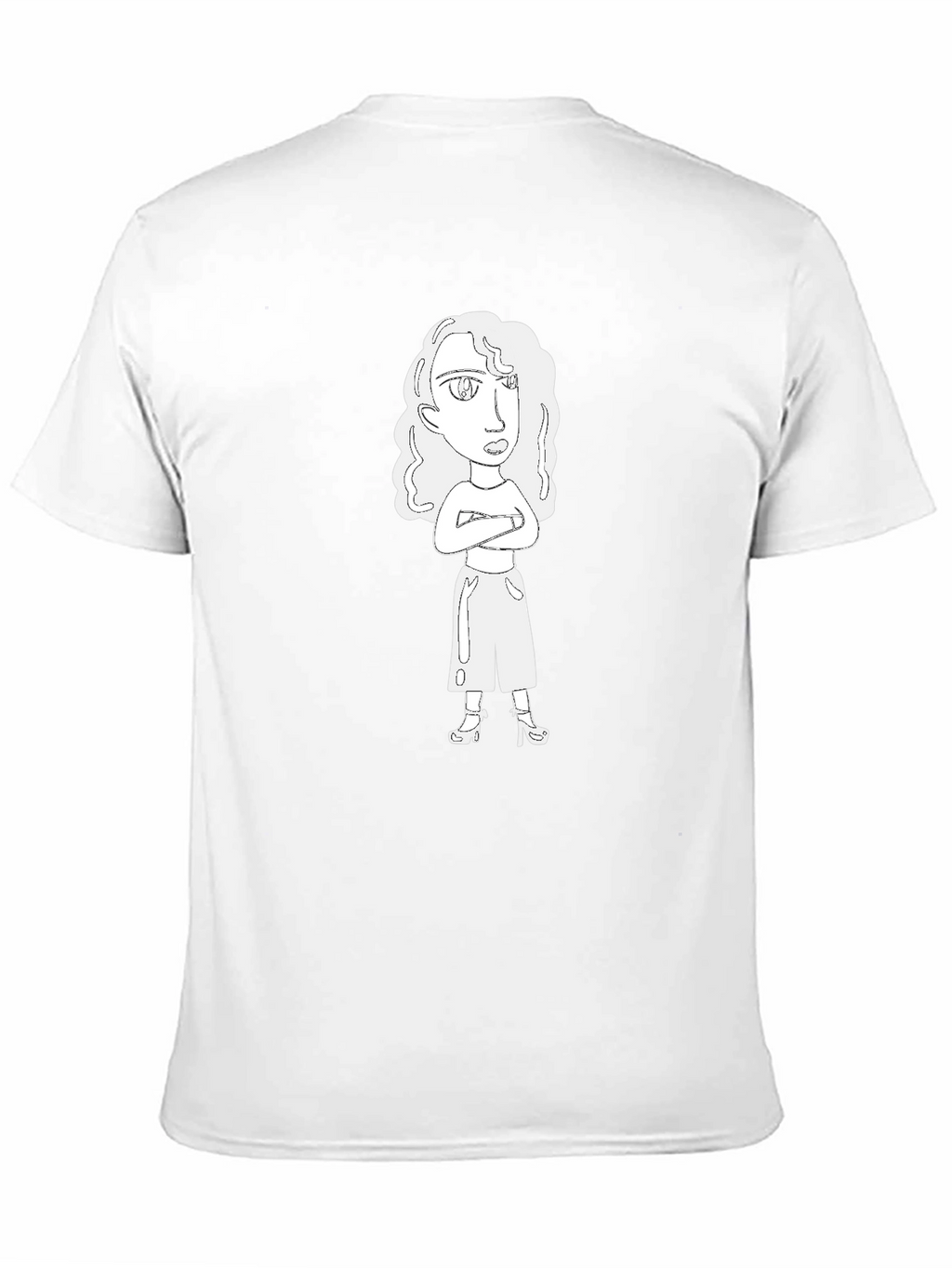 Cartoon Woman Graphic Tee - Black