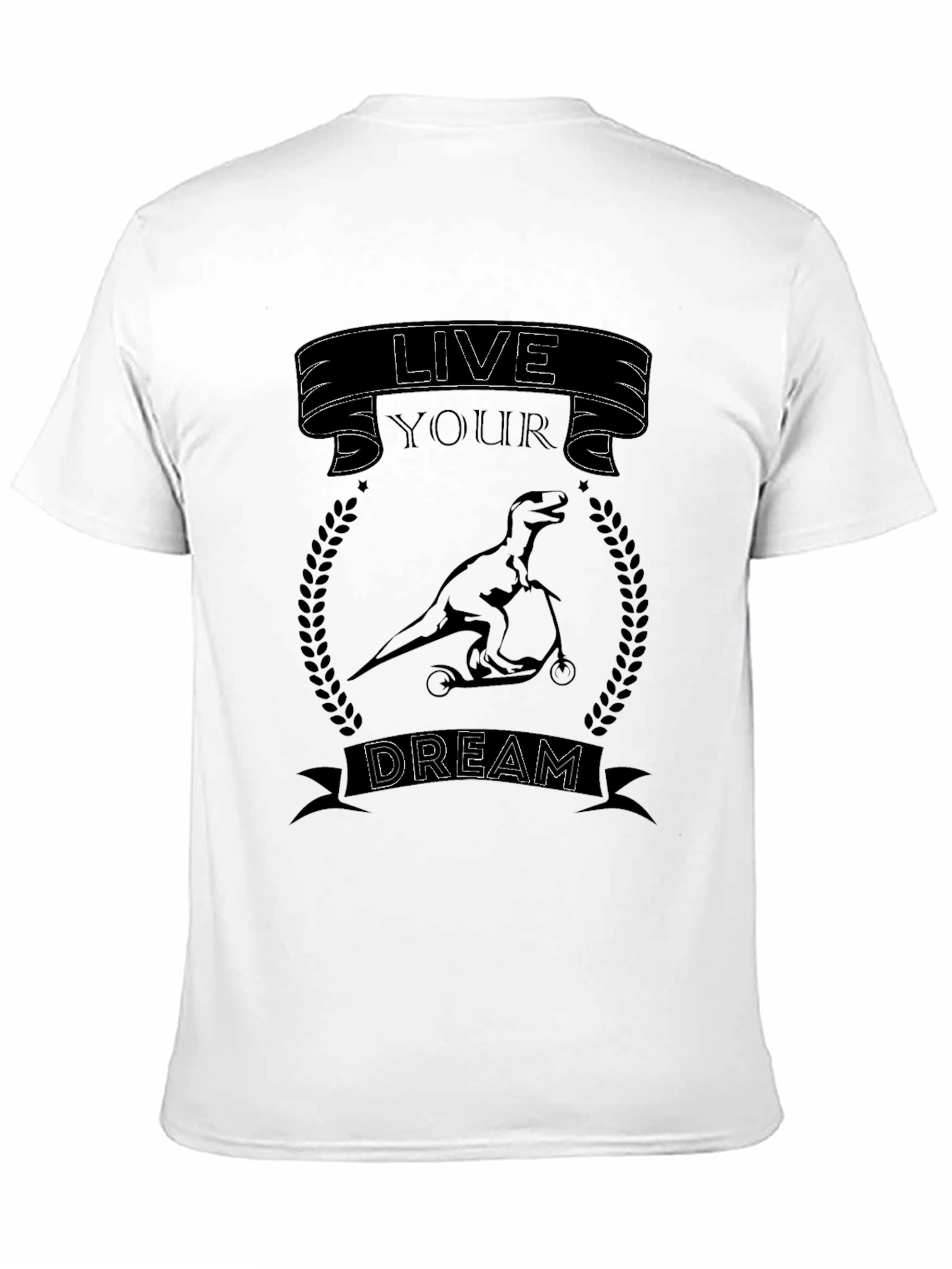 Live Your Dream Dinosaur T-Shirt - Black