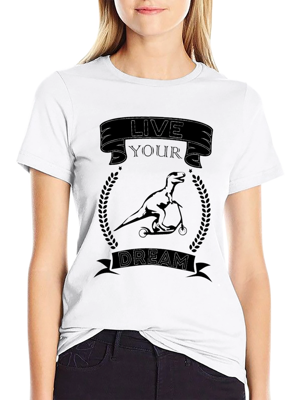 Live Your Dream Dinosaur T-Shirt - Black