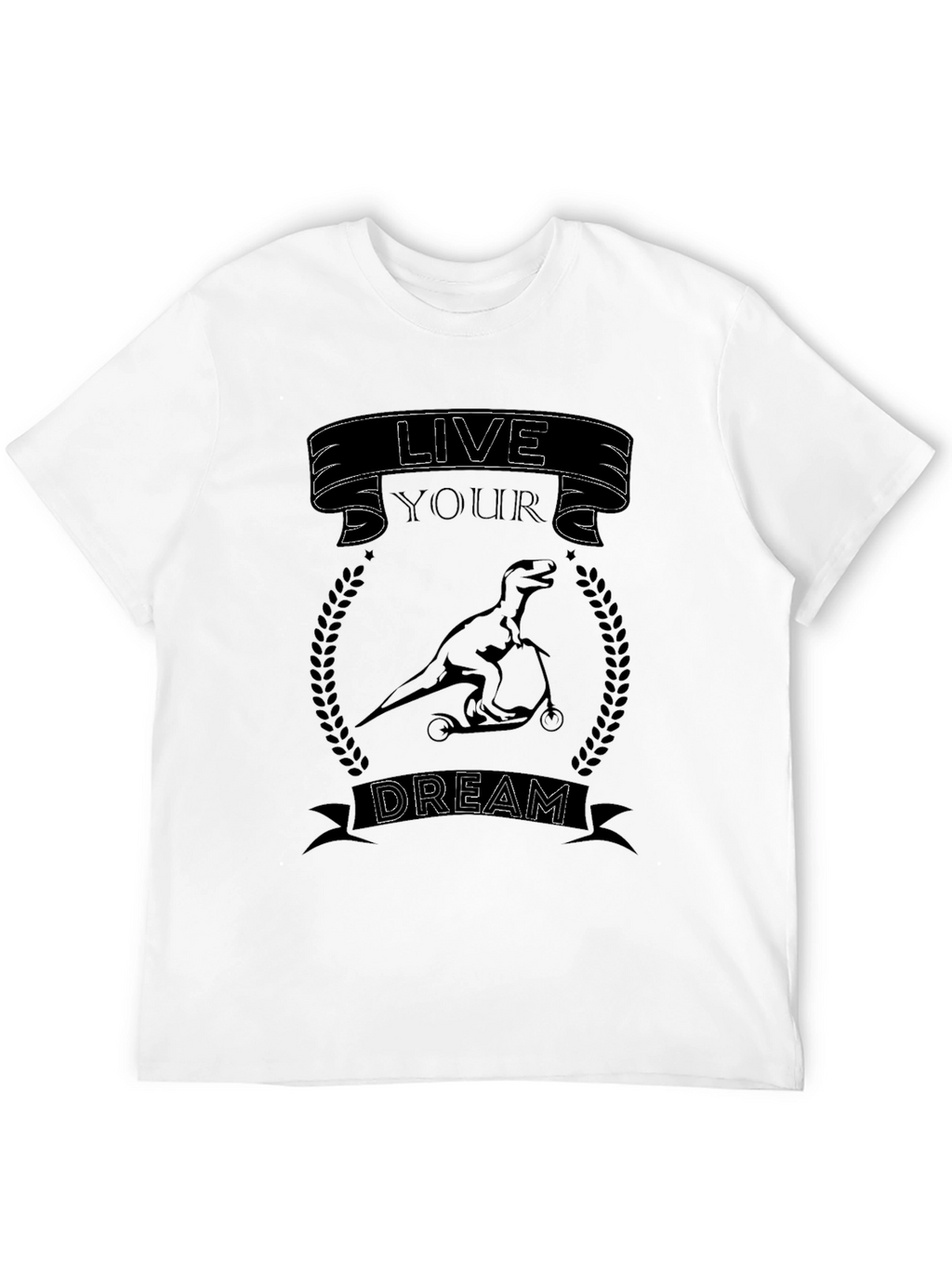 Live Your Dream Dinosaur T-Shirt - Black