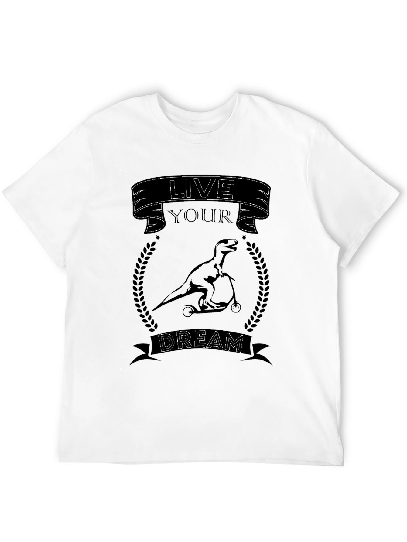 Live Your Dream Dinosaur T-Shirt - Black