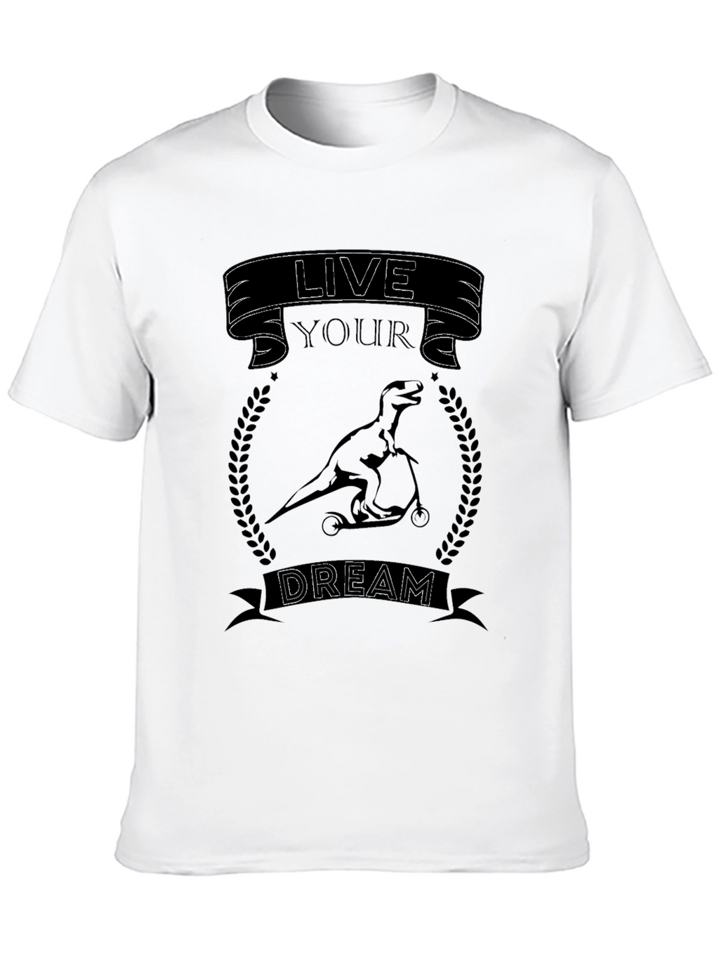 Live Your Dream Dinosaur T-Shirt - Black