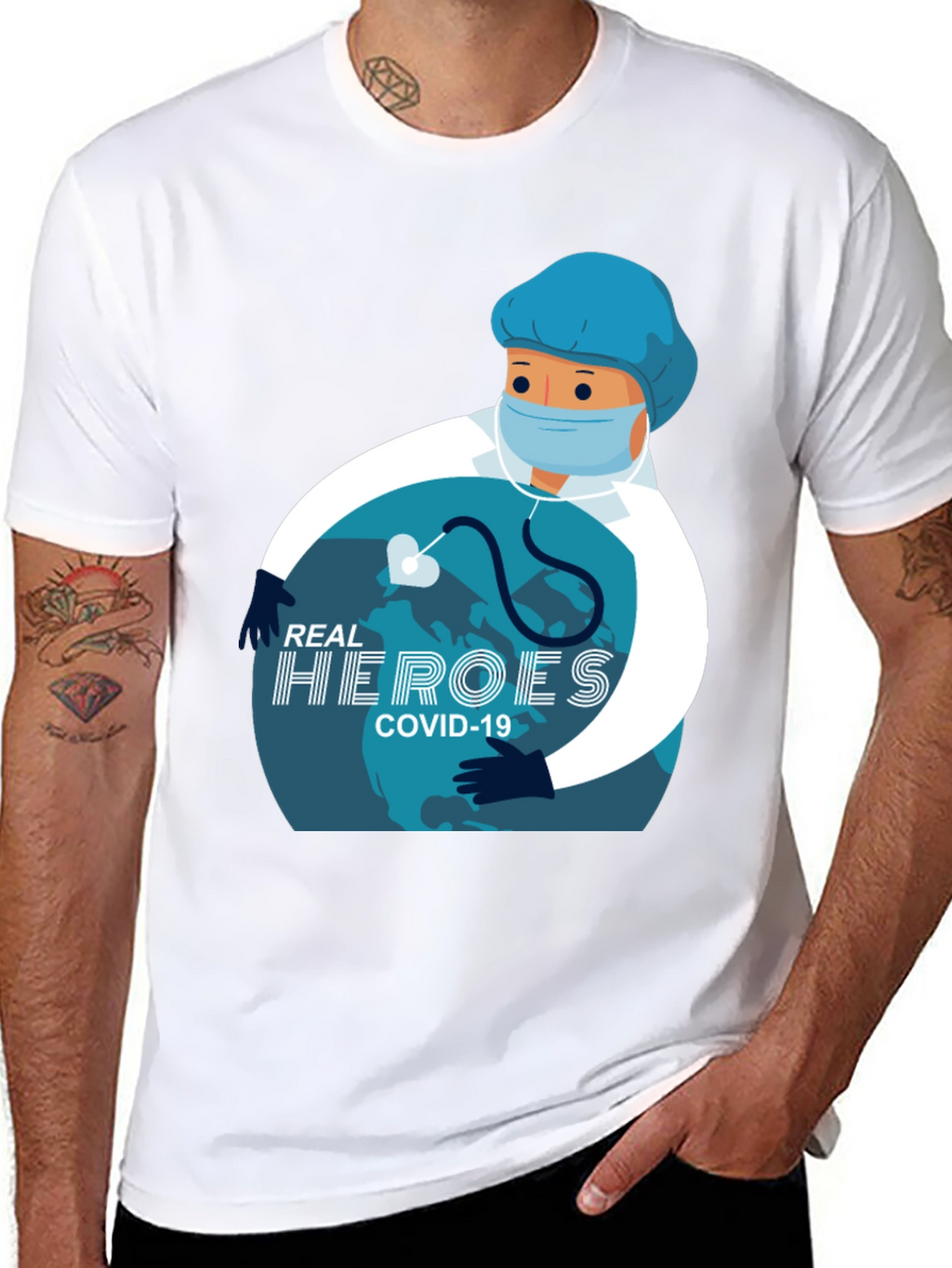 Real Heroes COVID-19 Graphic T-Shirt - Black