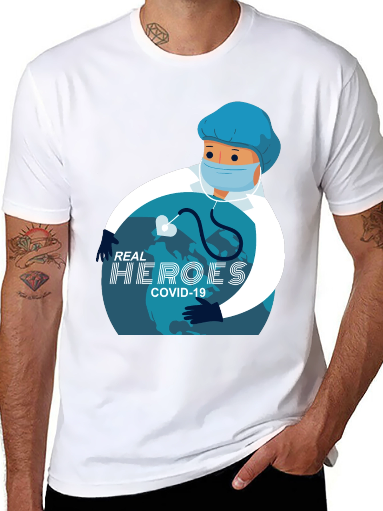Real Heroes COVID-19 Graphic T-Shirt - Black