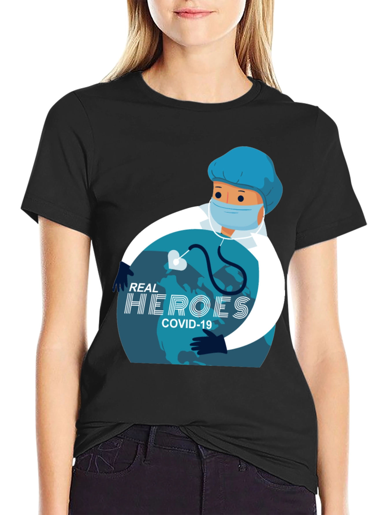Real Heroes COVID-19 Graphic T-Shirt - Black