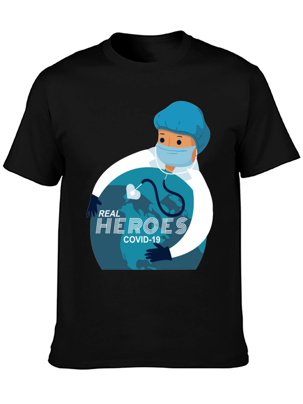 Real Heroes COVID-19 Graphic T-Shirt - Black