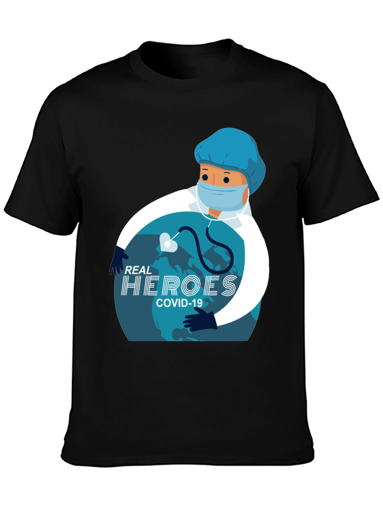Real Heroes COVID-19 Graphic T-Shirt - Black