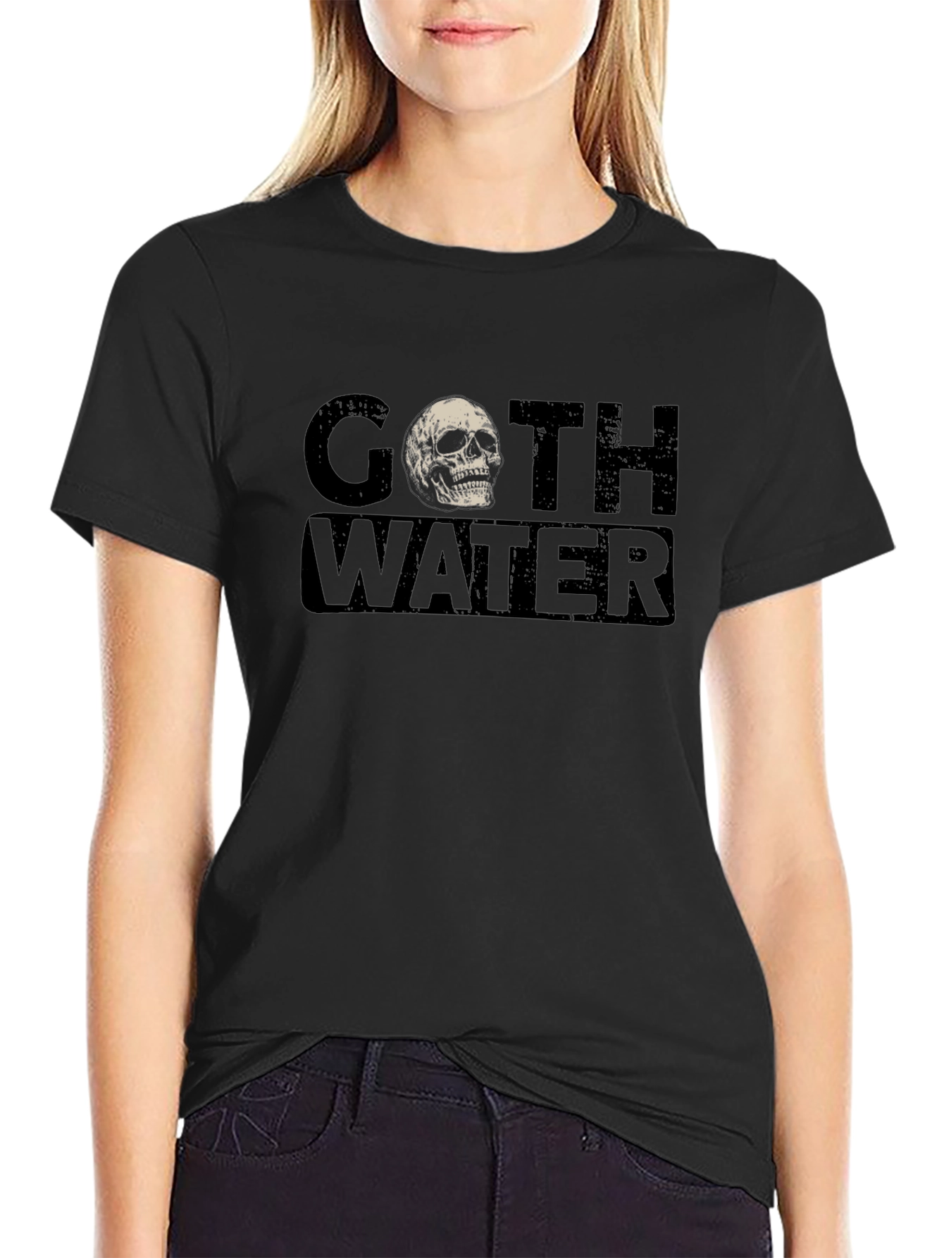 Goth Water Skull Graphic Tee - Dark Humor T-Shirt