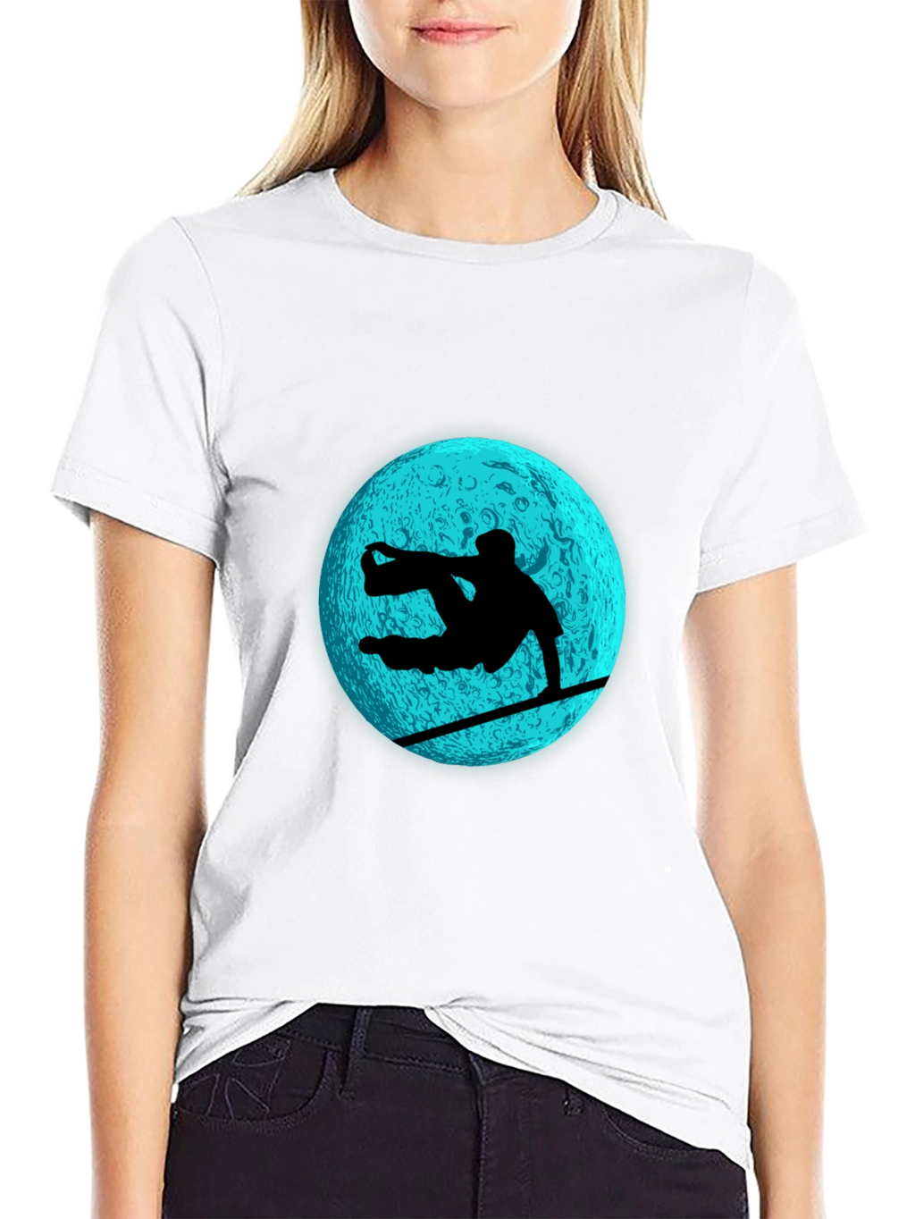 Snowboarder Moon Graphic Tee - Black