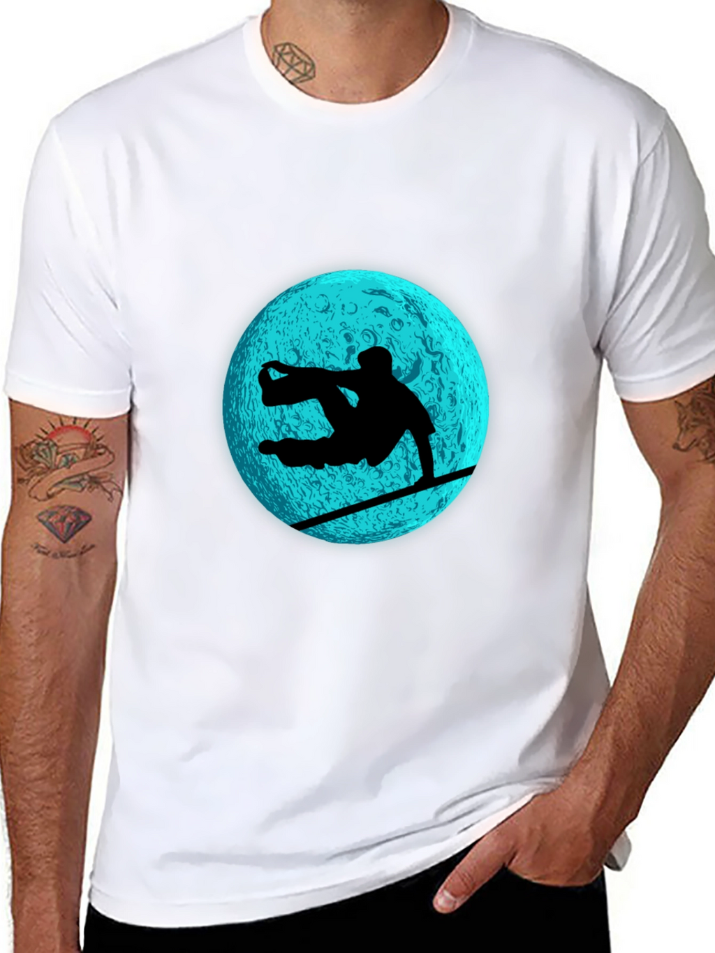 Snowboarder Moon Graphic Tee - Black