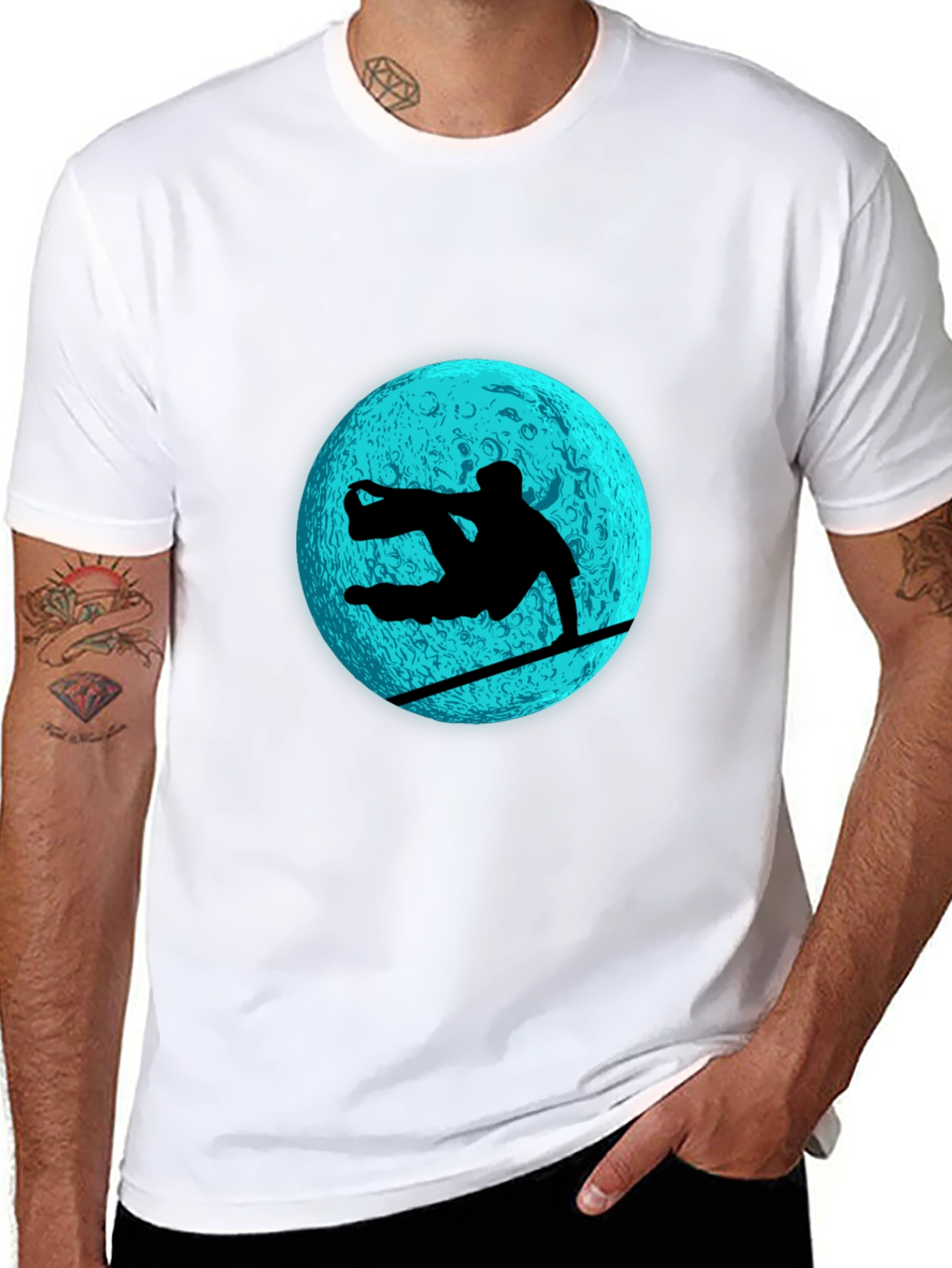 Snowboarder Moon Graphic Tee - Black