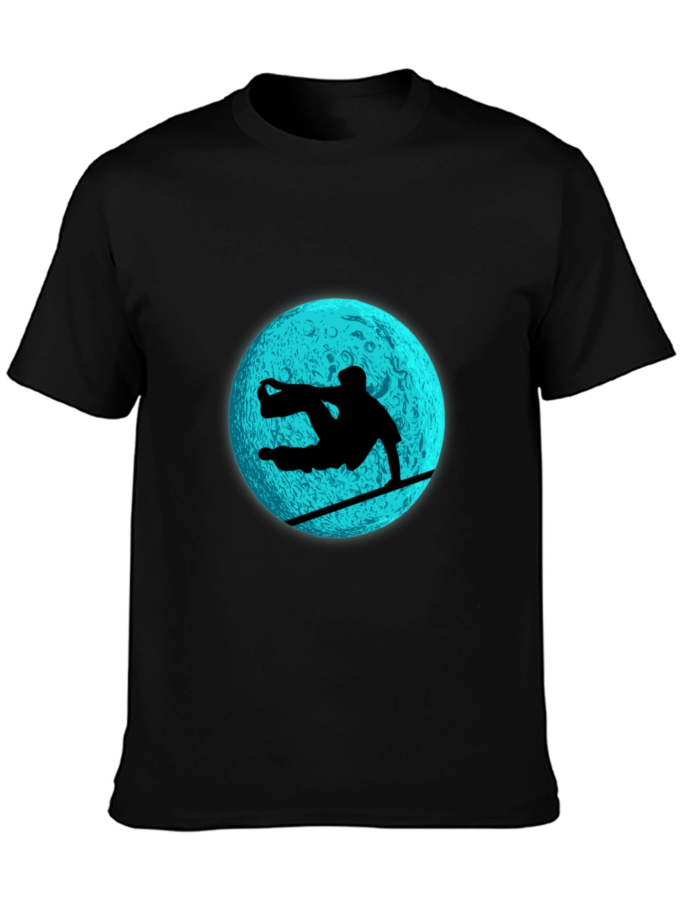Snowboarder Moon Graphic Tee - Black