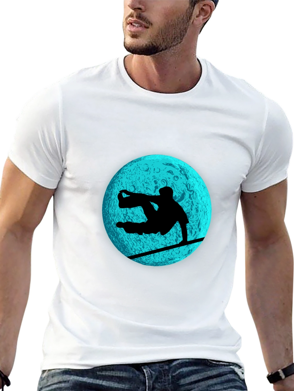 Snowboarder Moon Graphic Tee - Black