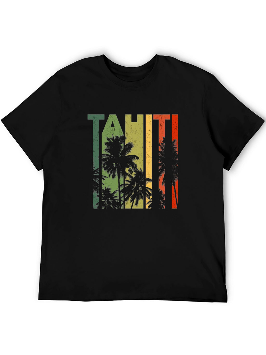 Tahiti Palm Tree Graphic Black T-Shirt