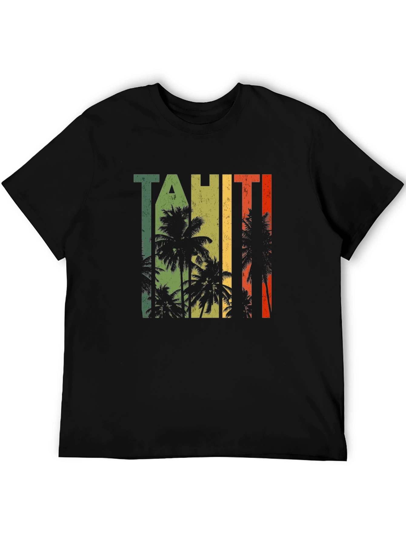 Tahiti Palm Tree Graphic Black T-Shirt