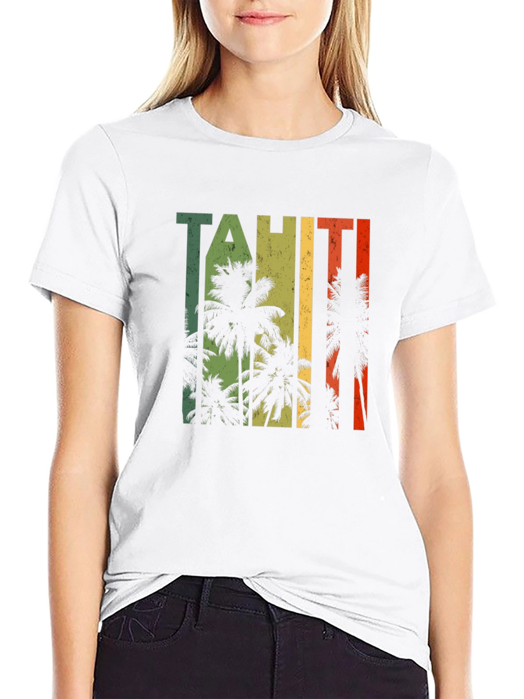 Tahiti Palm Tree Graphic Black T-Shirt