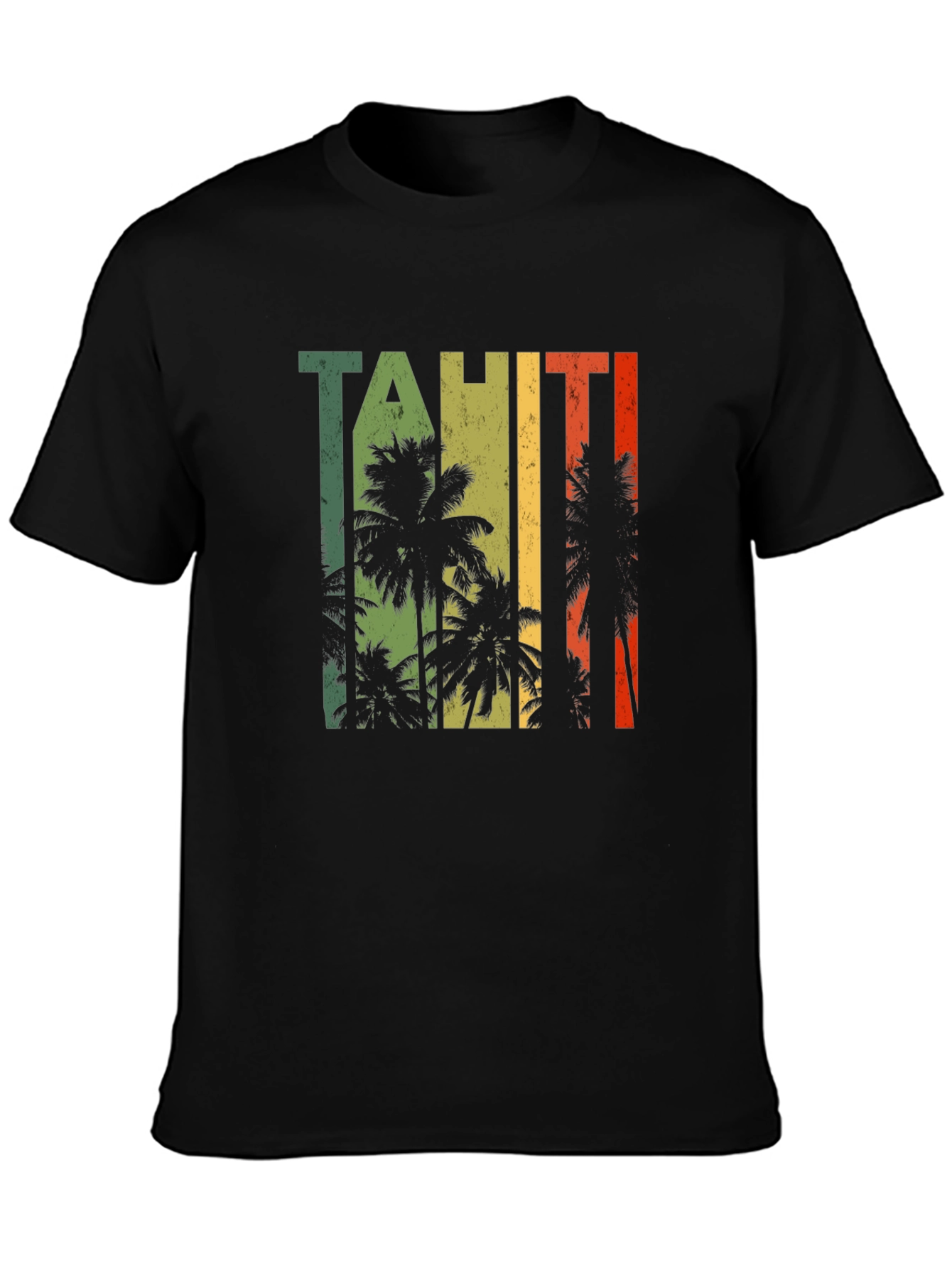 Tahiti Palm Tree Graphic Black T-Shirt