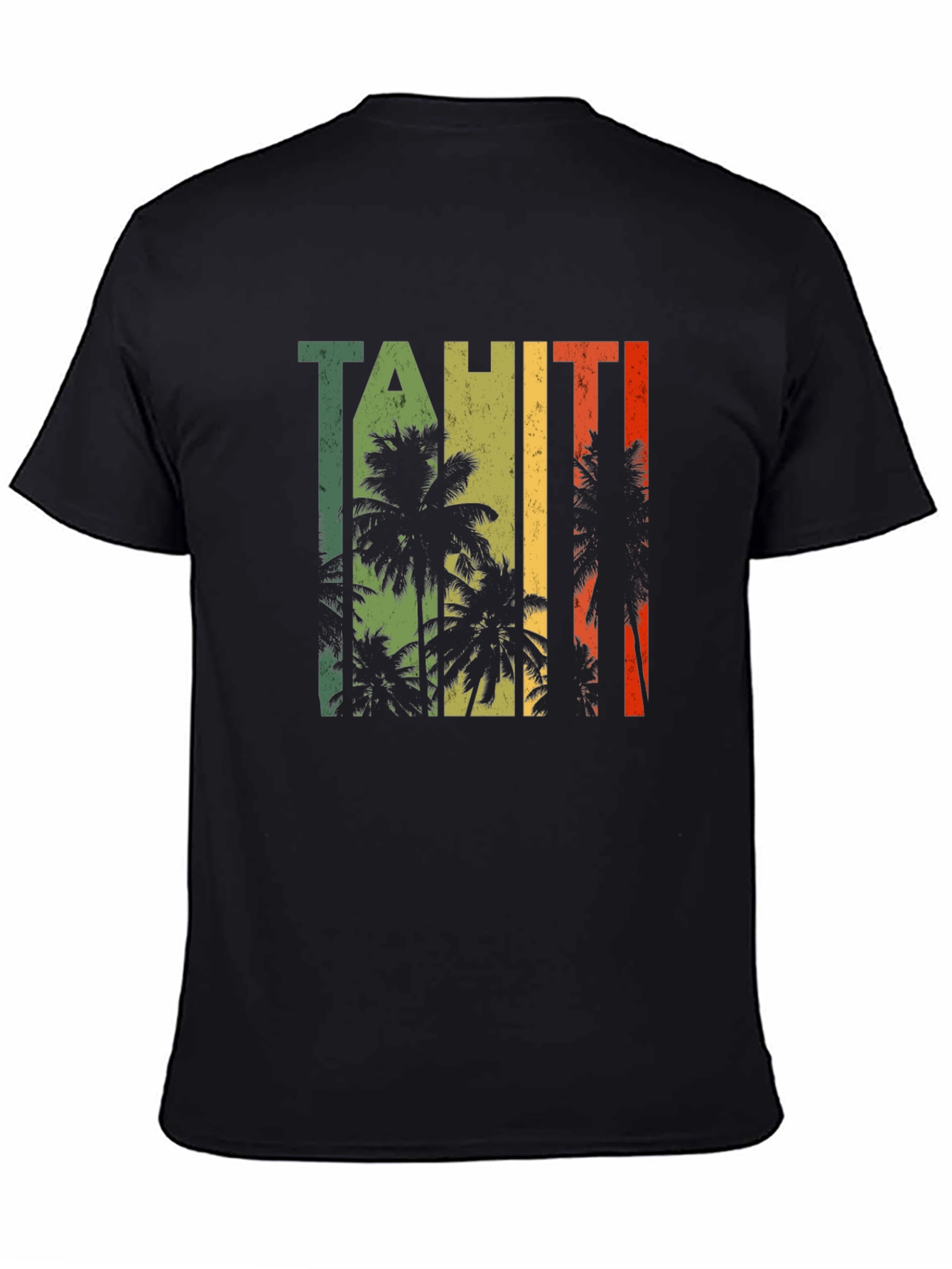 Tahiti Palm Tree Graphic Black T-Shirt