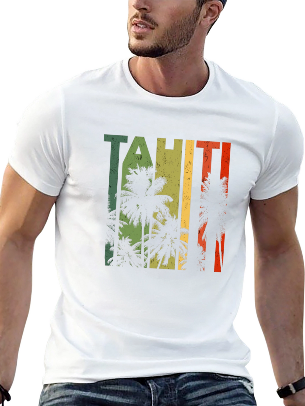 Tahiti Palm Tree Graphic Black T-Shirt