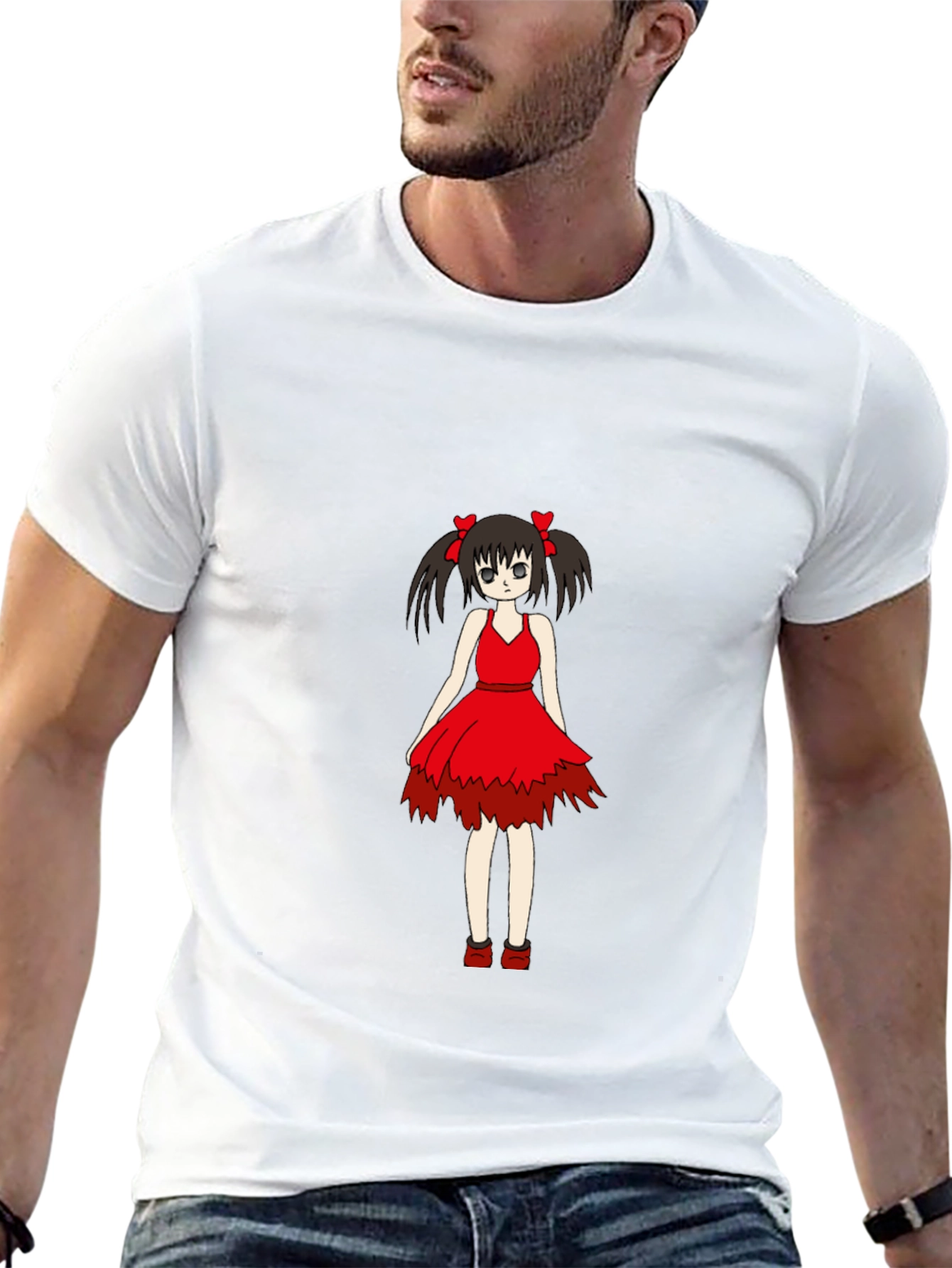Anime Girl Graphic Black T-Shirt