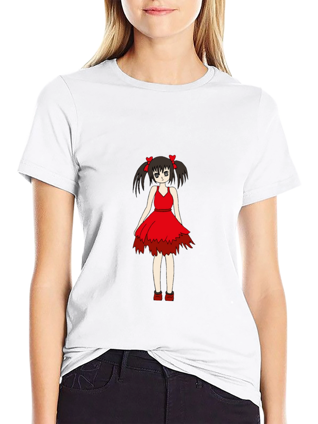 Anime Girl Graphic Black T-Shirt